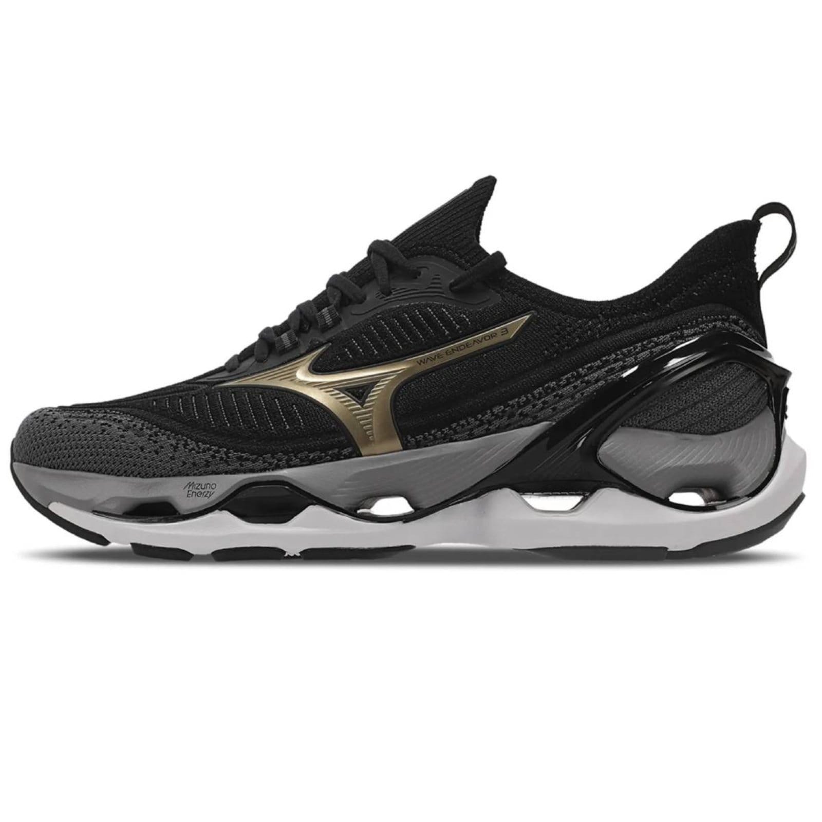 Vista 2 Tênis Mizuno Wave Endeavor 3 - Masculino Dourado Mizuno preto