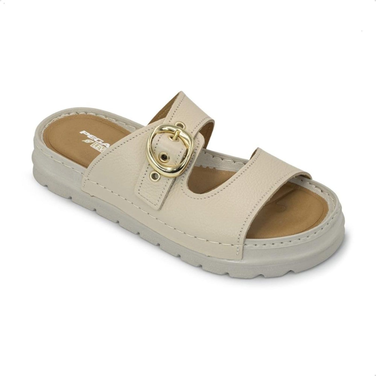 Vista 2 Chinelo Pegada Feminino em Couro Grace 234701 PEGADA bege