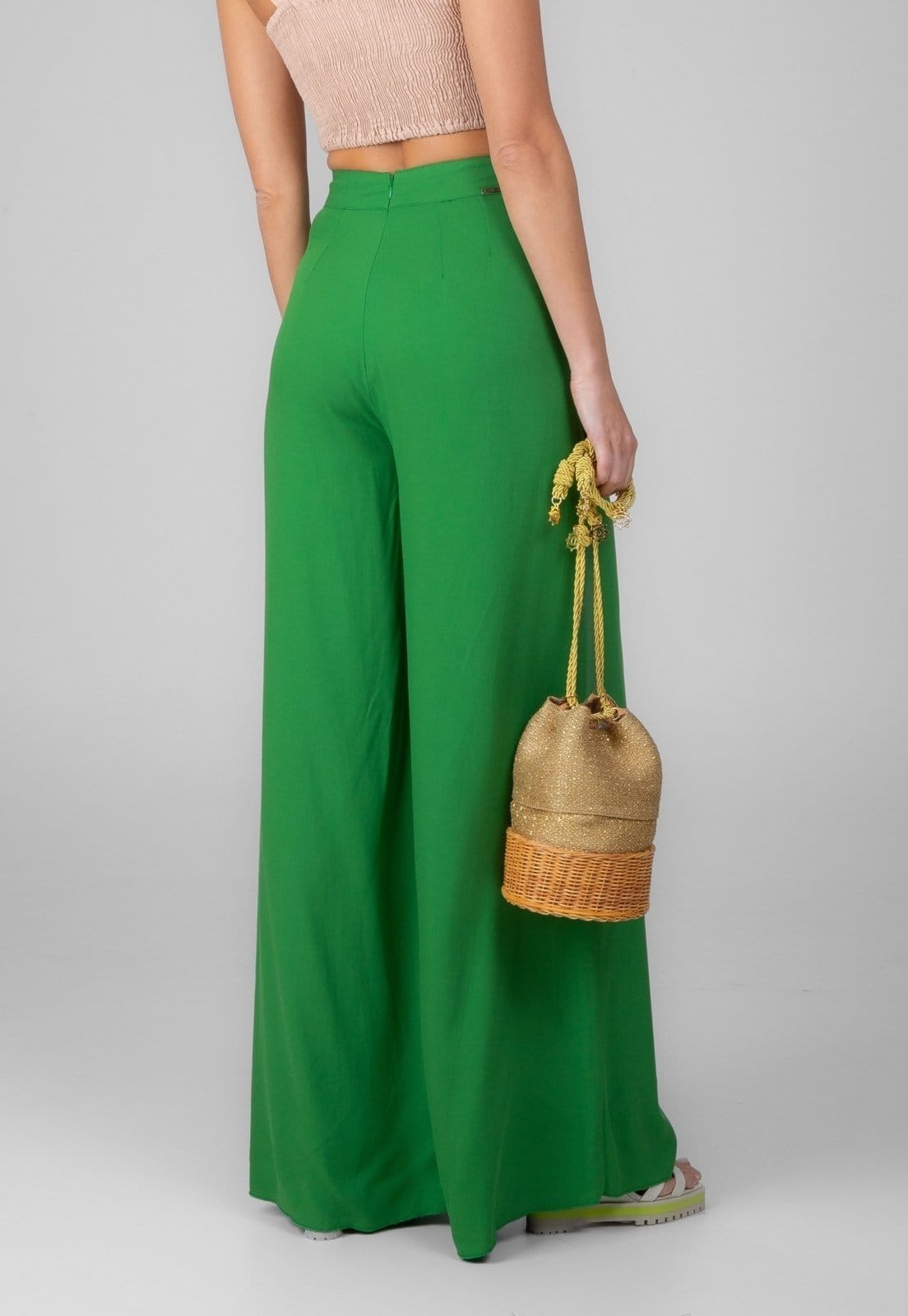 Vista 2 Calça Alfaiataria Traymon Pantalona Bandeira Traymon verde