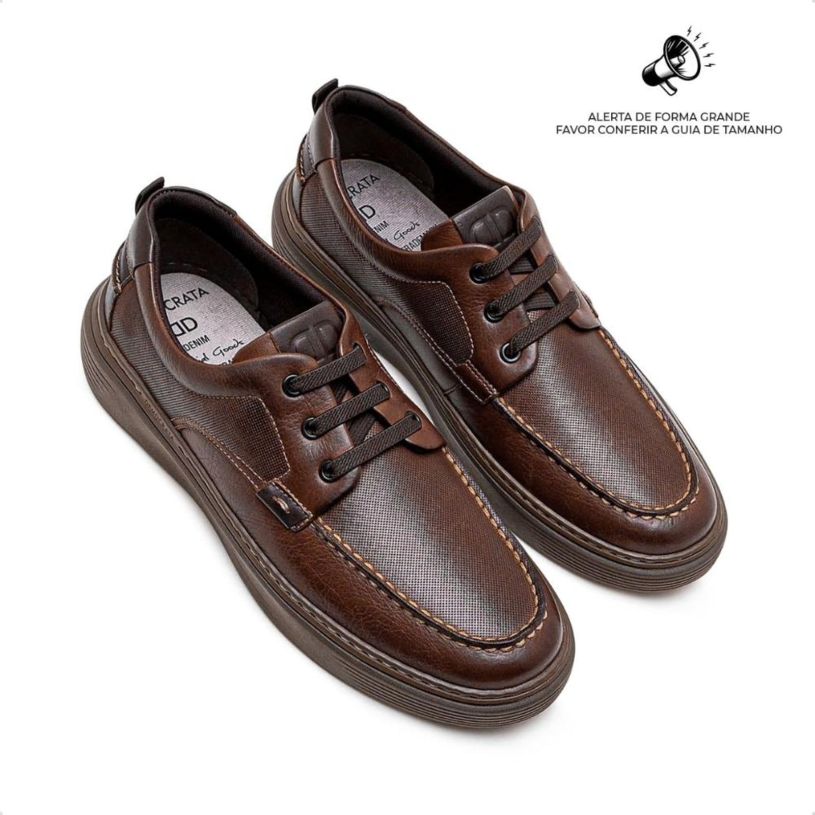 Vista 2 Sapatênis De Couro Democrata Masculino Denim Clash 240301 Marrom DEMOCRATA marrom denim