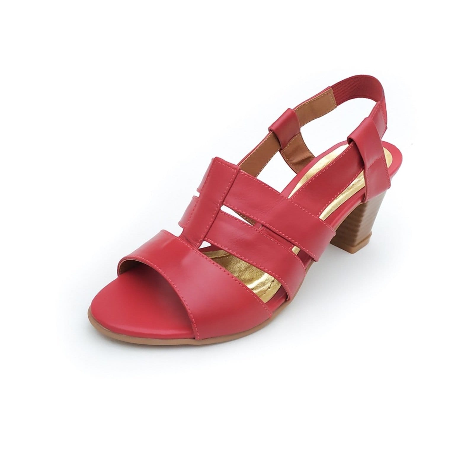 Sandália de Salto em Couro Amo Calçados Viena Vermelha