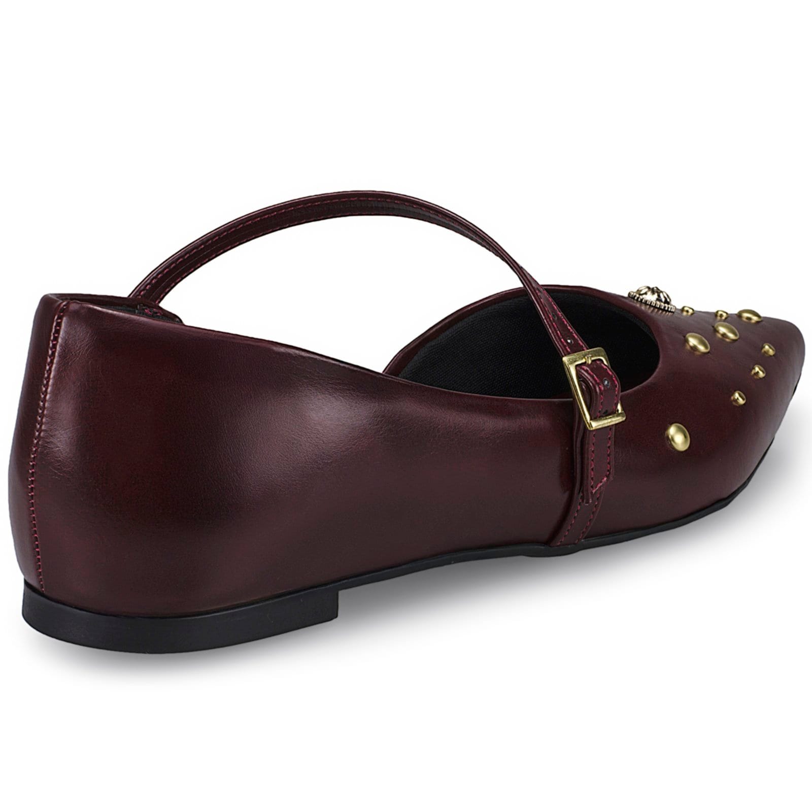 Vista 2 Sapato Feminino Sapatilha Slingback Rasteira Bico Fino Fivelas Mule Social Casual 6773 Marsala LÓRIS SHOES preto