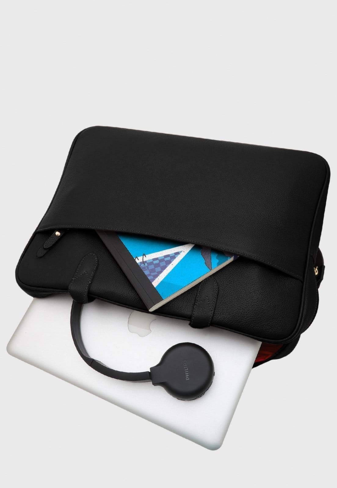 Vista 2 Bolsa Pasta Transversal Couro Mariart Sampa Preta Mariart preto