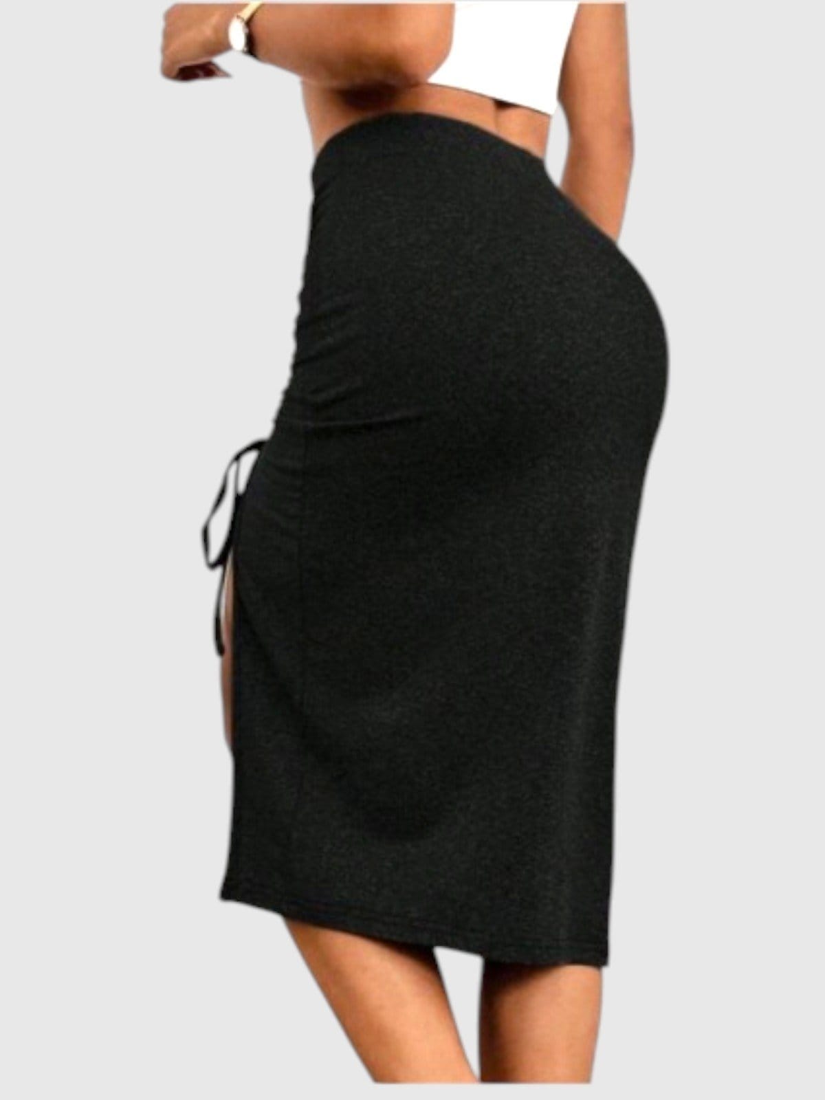 Saia Midi Puxe Fenda Tendencia Moda Feminina Gring - 2