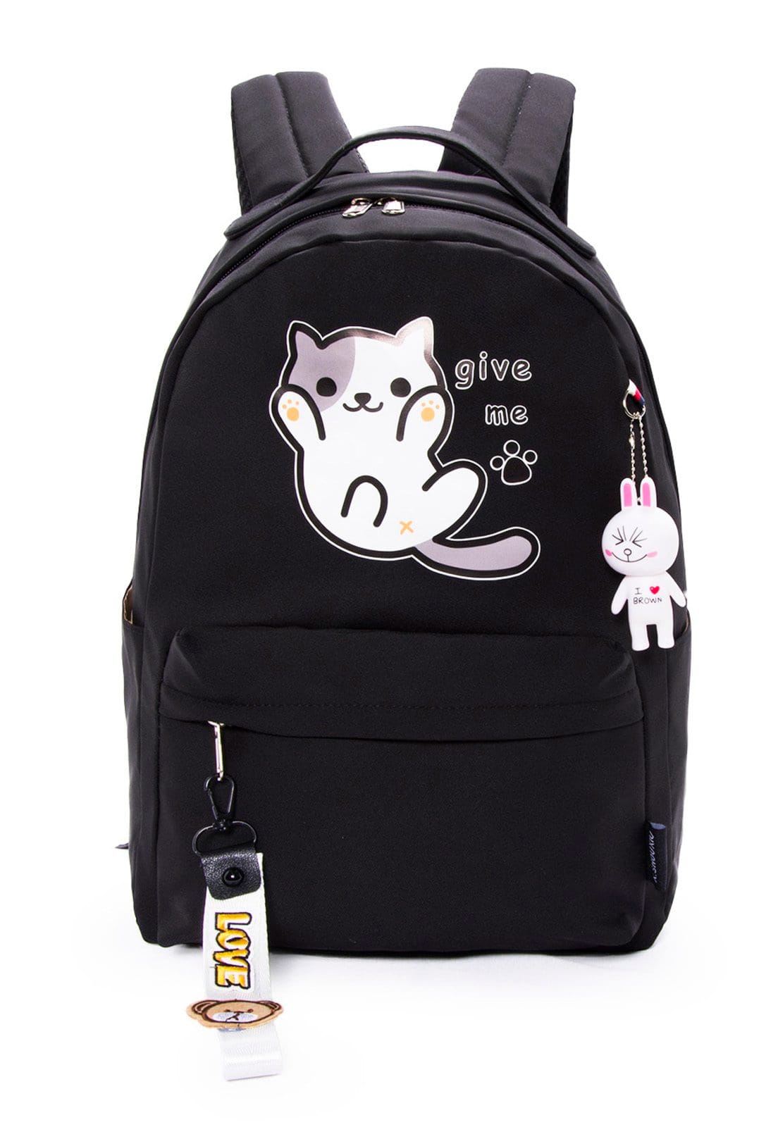 Infantil - Mochila Escolar Espaçosa Juvenil Gatinho Reforçada Chaveiro Feminina
