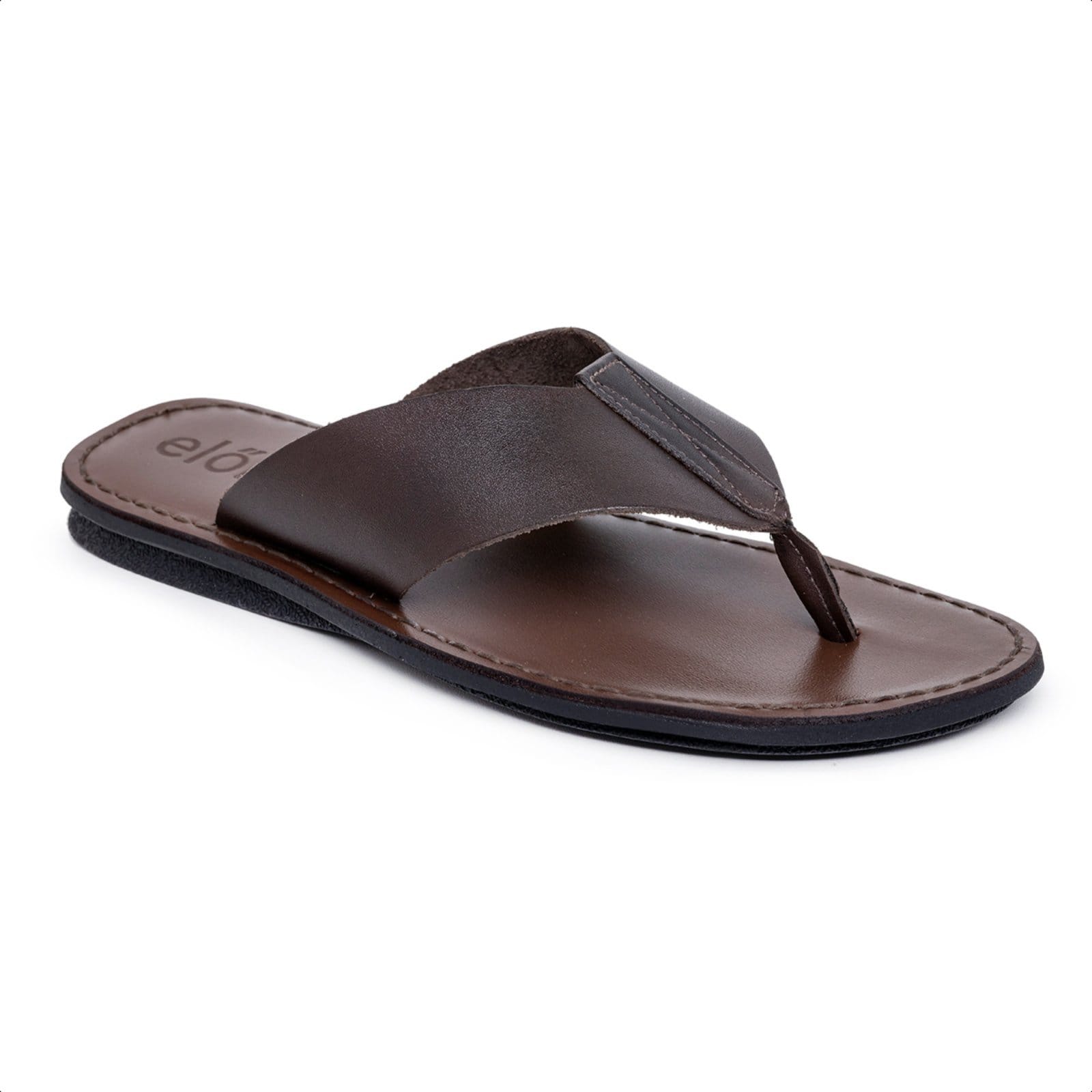 Chinelo de Dedo Masculino Feito 100% Em Couro Anatômico Ortopédico Para Esporão Diabétes Café