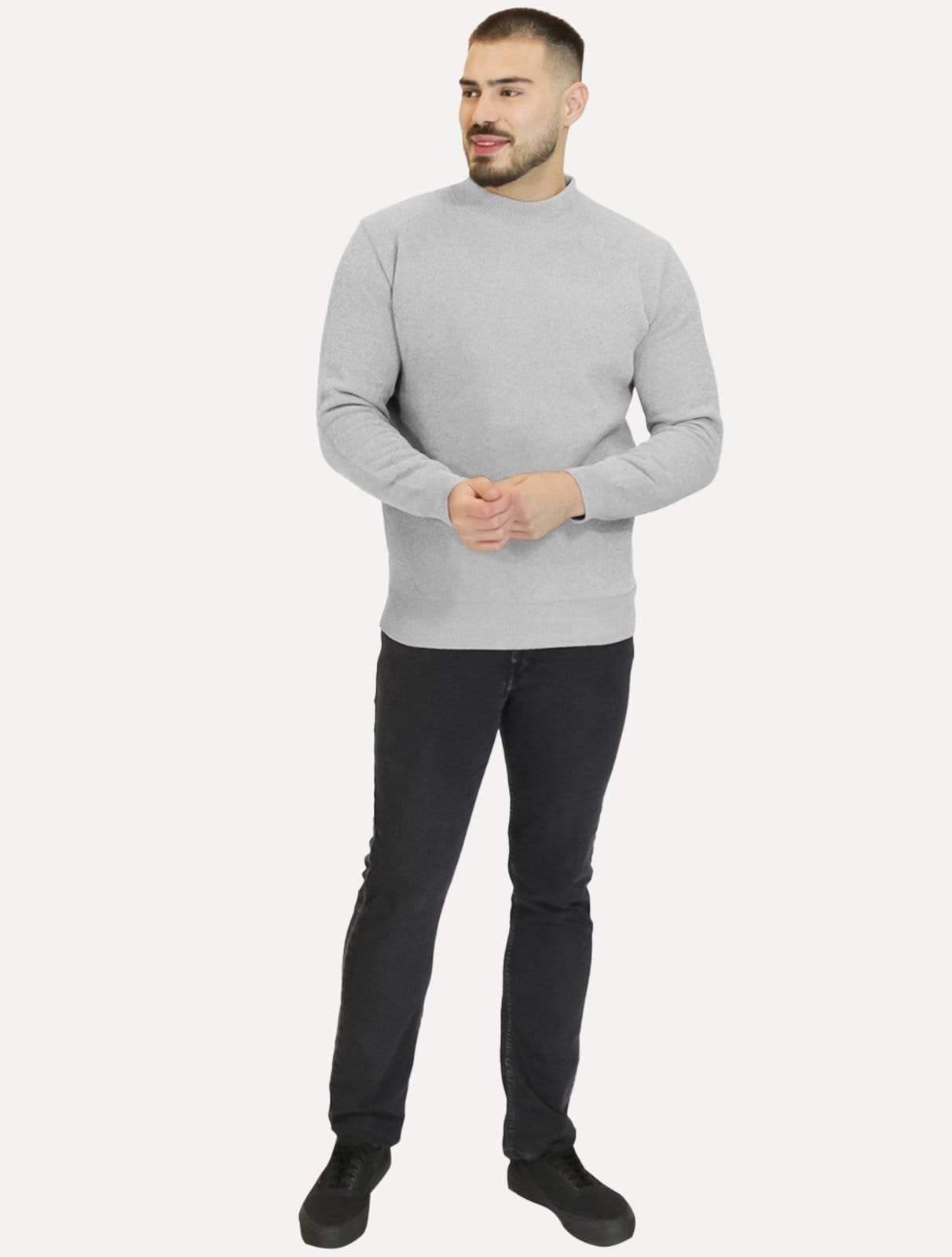 Suéter Dixen Masculino Slim Gola Média Areia Mescla - 2