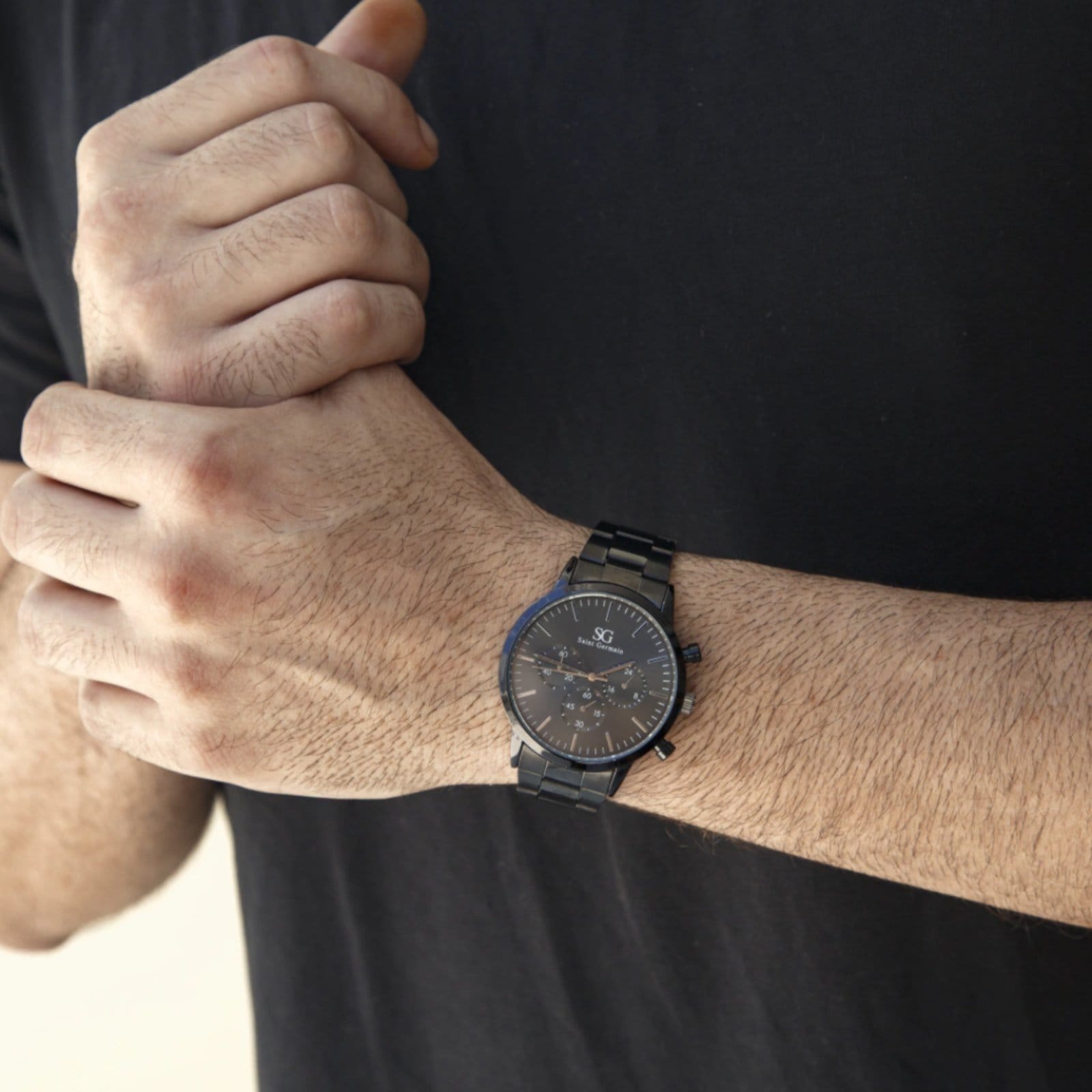 Vista 2 Relógio Saint Germain Chrono Black Silver 42mm Saint Germain Brand preto black