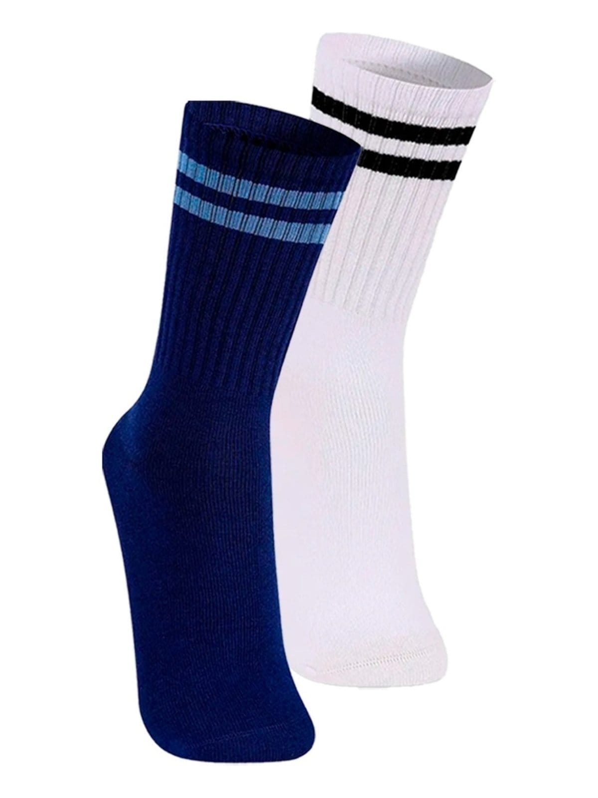 Vista principal Kit com 2 Pares de Meias Esportiva Cano Longo Lupo Lupo branco