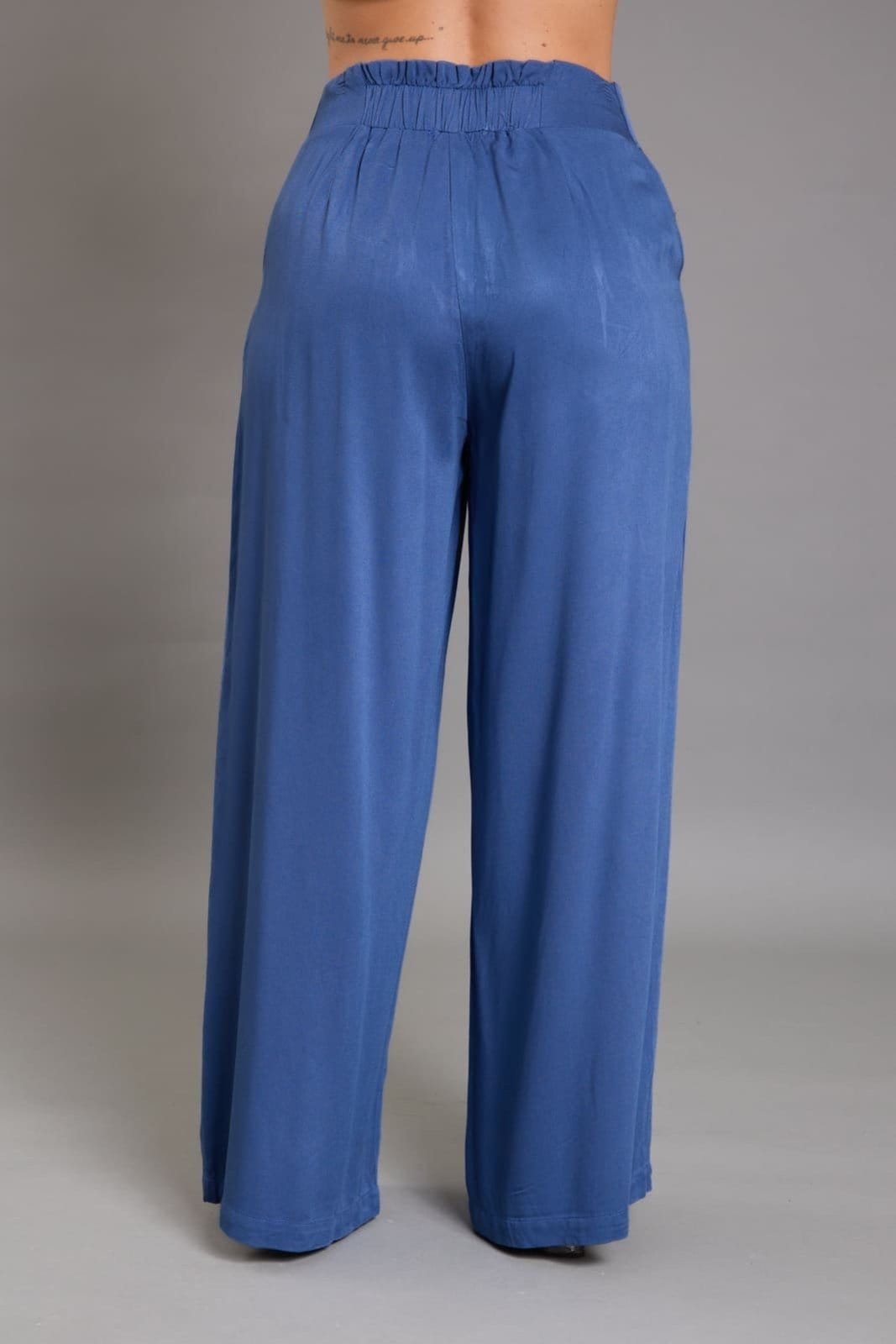 Vista 2 Calça Pantalona Feminina em Viscose Lemier Collection LEMIER azul