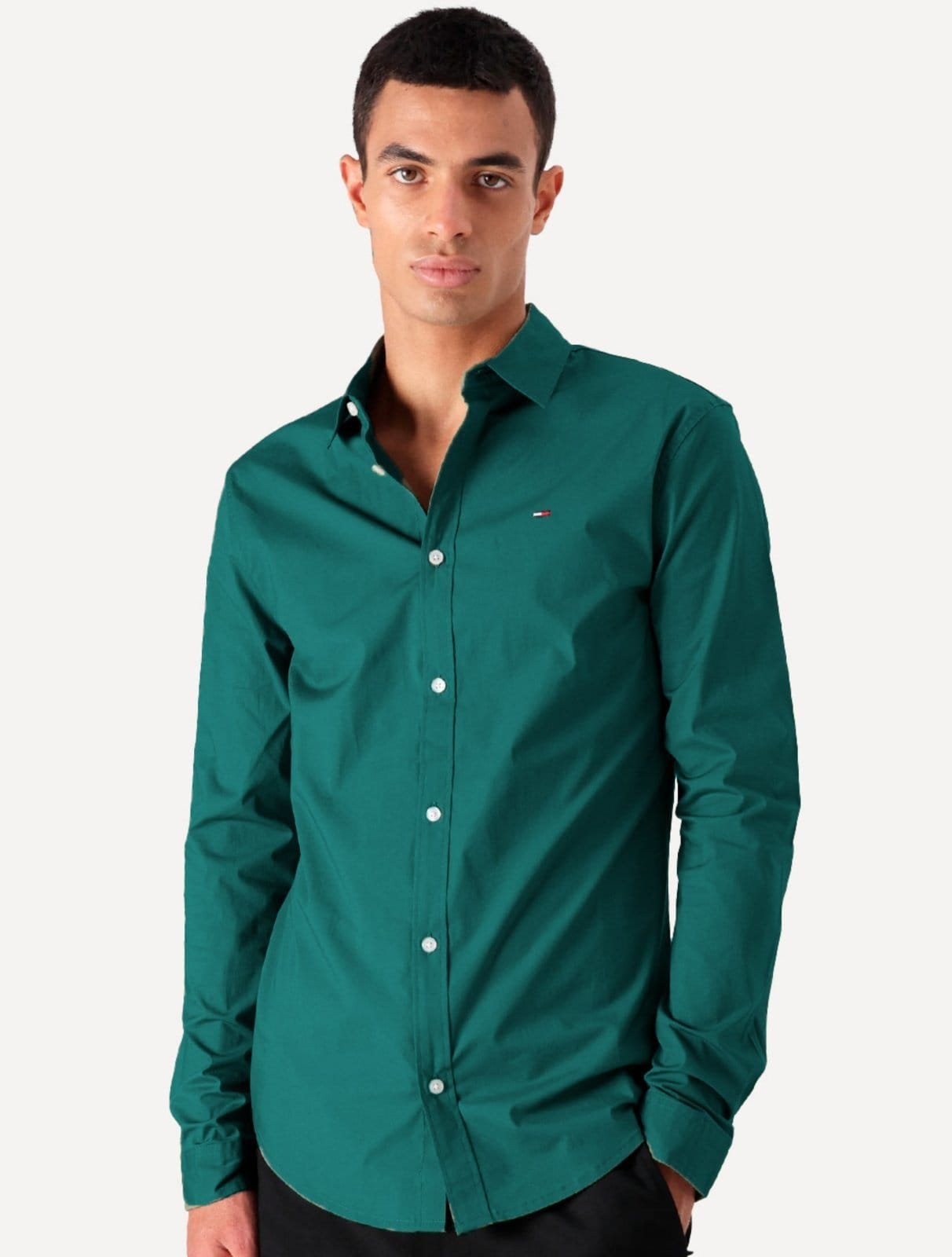 Camisa Tommy Jeans Masculina Slim Original Stretch Escuro