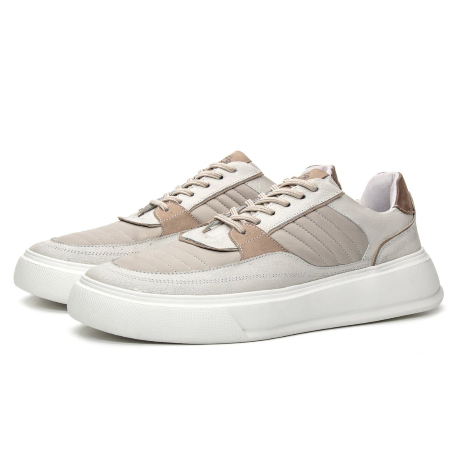 Vista 2 Tênis Masculino Casual Ravi Em Couro Off White Coronello bege/branco/caramelo/marrom/nude/off-white white