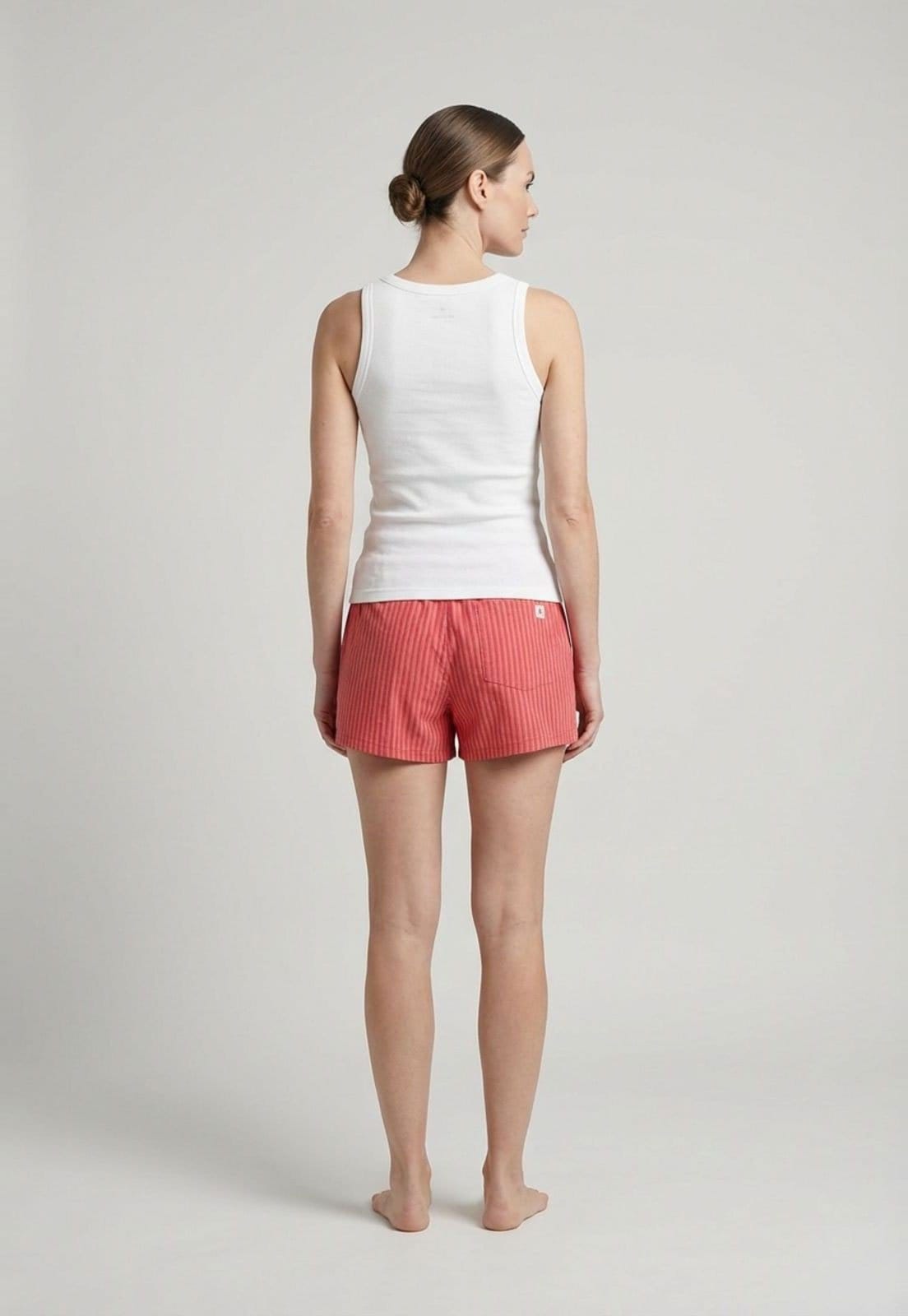 Vista 2 Conjunto Pijama Curto Feminino Hering Listrado Hering azul