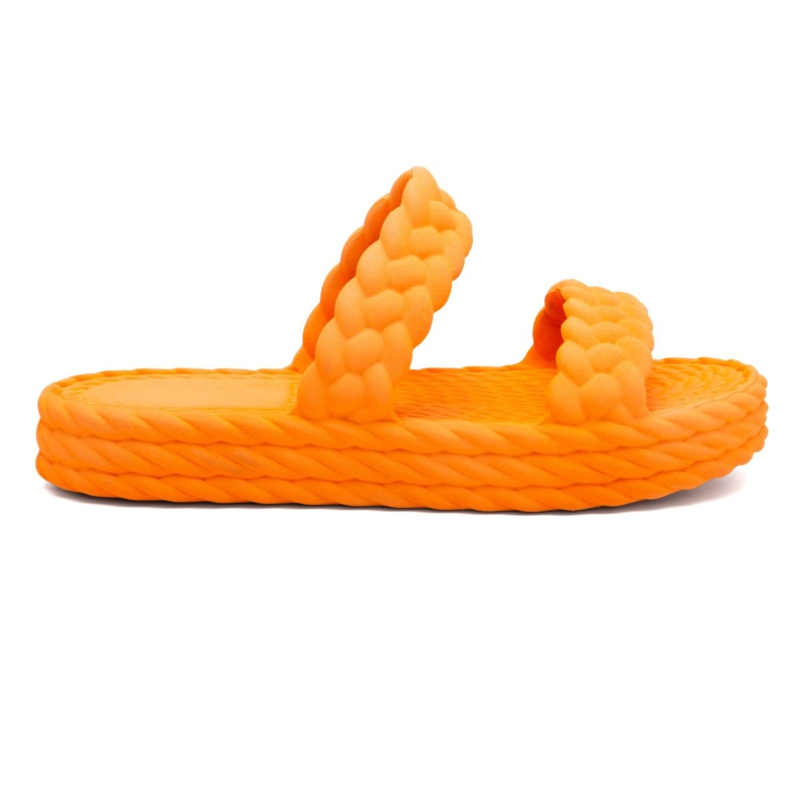 Vista 2 Chinelo Feminino Veritimo Sandália Papete Casual Elegante Trançada Plataforma Veritimo laranja