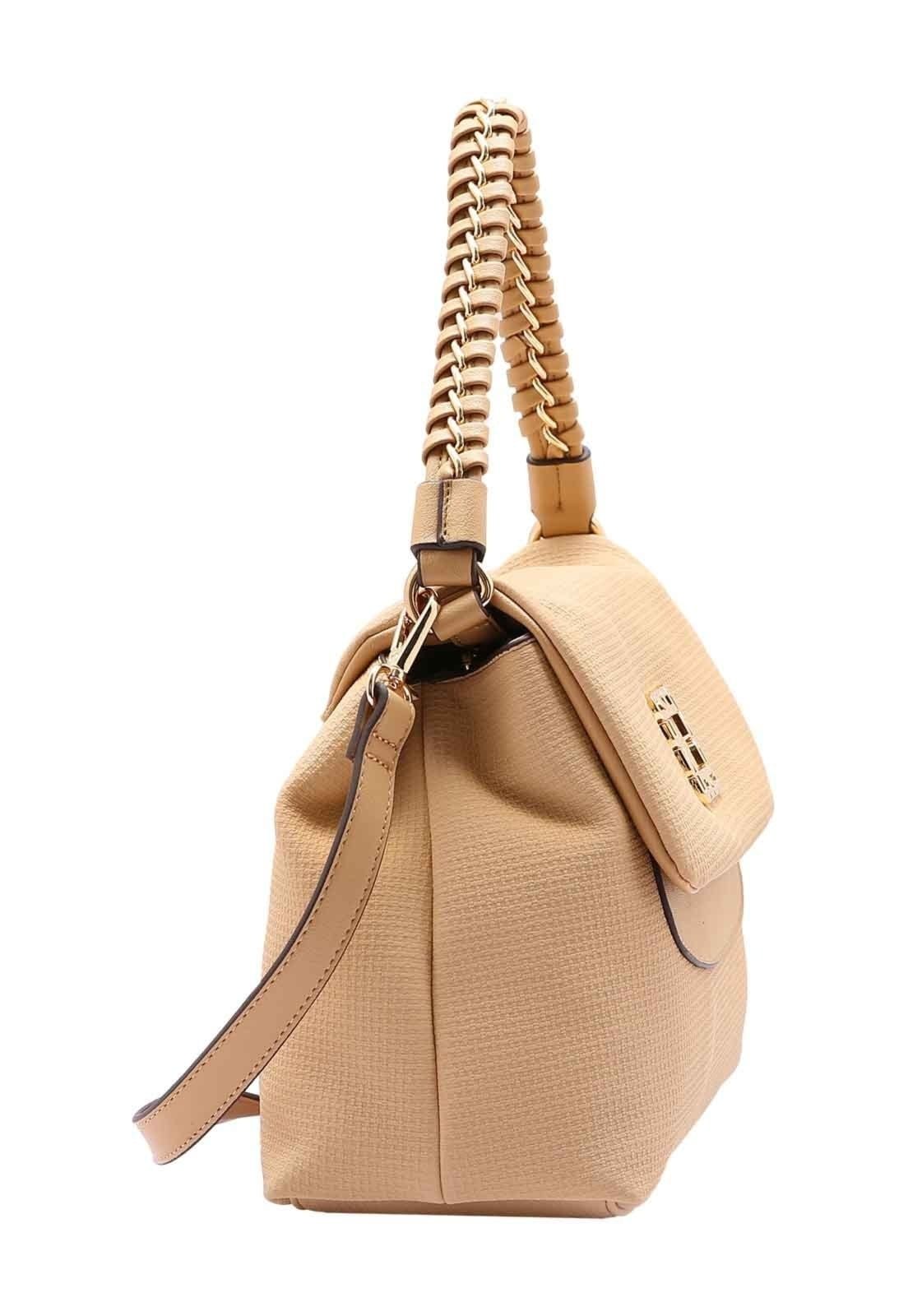 Vista 2 Bolsa Feminina Chenson Original Ferragem Deluxe Mão 3485057 Chenson bege