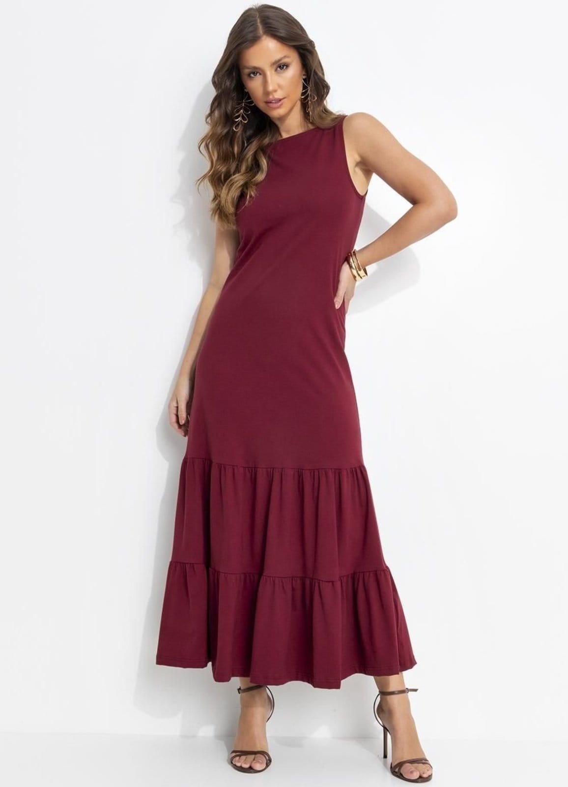 Vestido Malha De Algodão Bordô