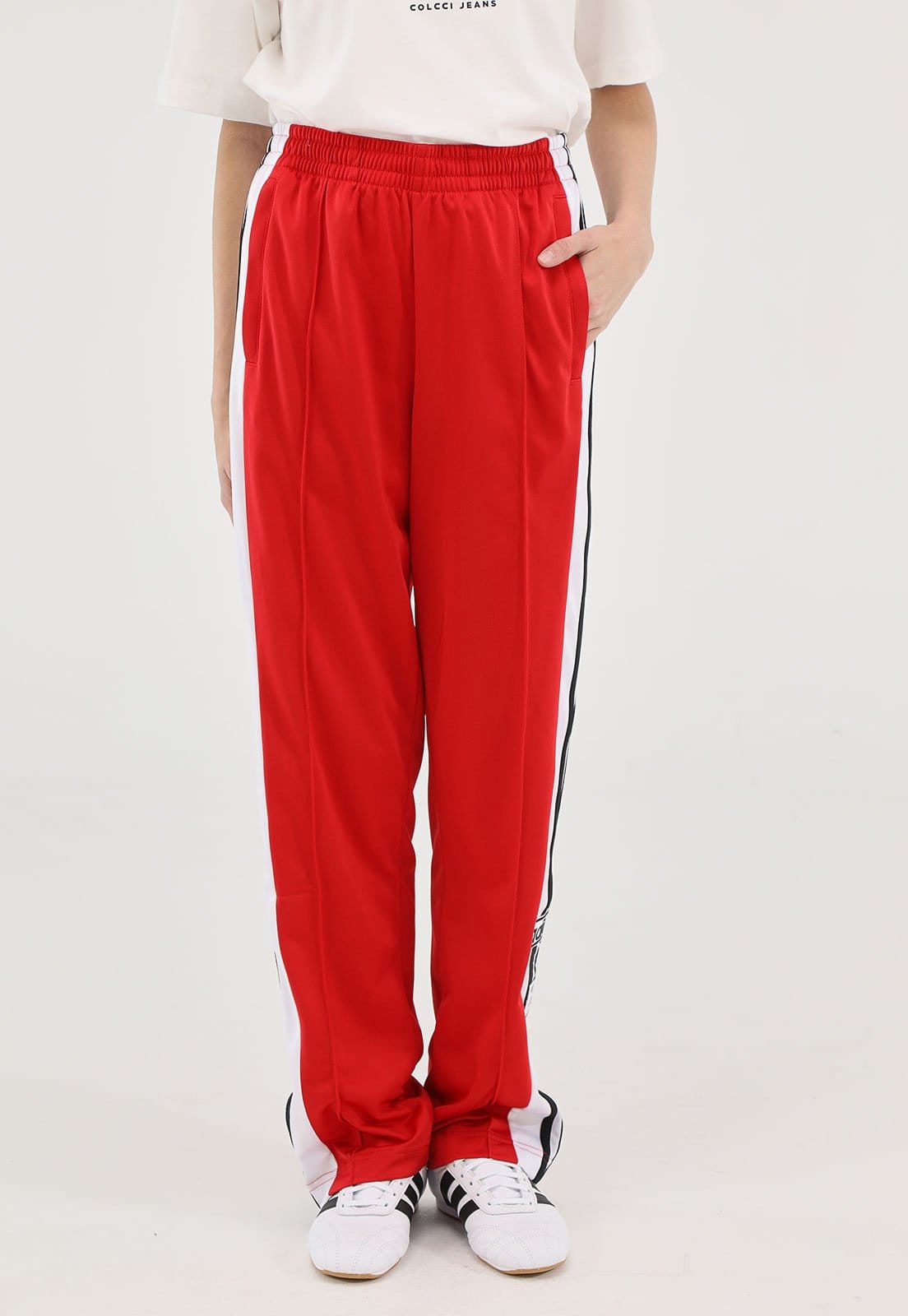 Vista 2 Calça Adidas Originals Reta Adibreak Vermelha adidas Originals vermelho