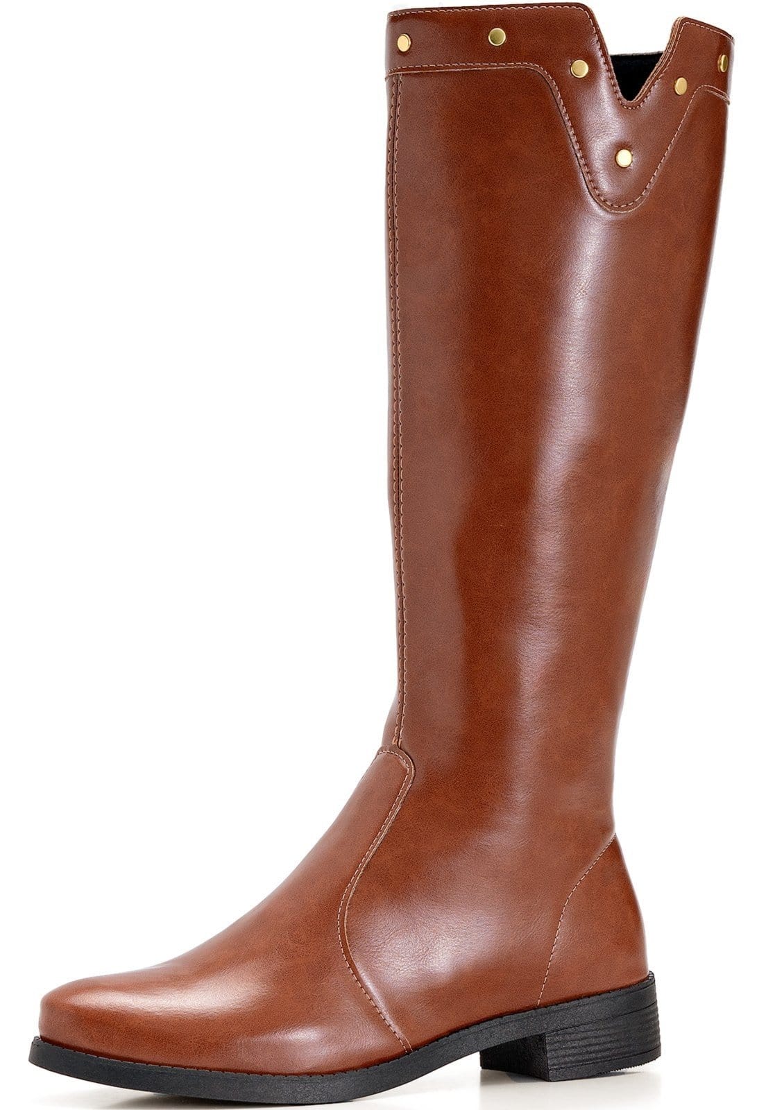 Bota Feminina Lumiss Montaria Cano Alto Salto Baixo Confortável Tachas Bico Redondo