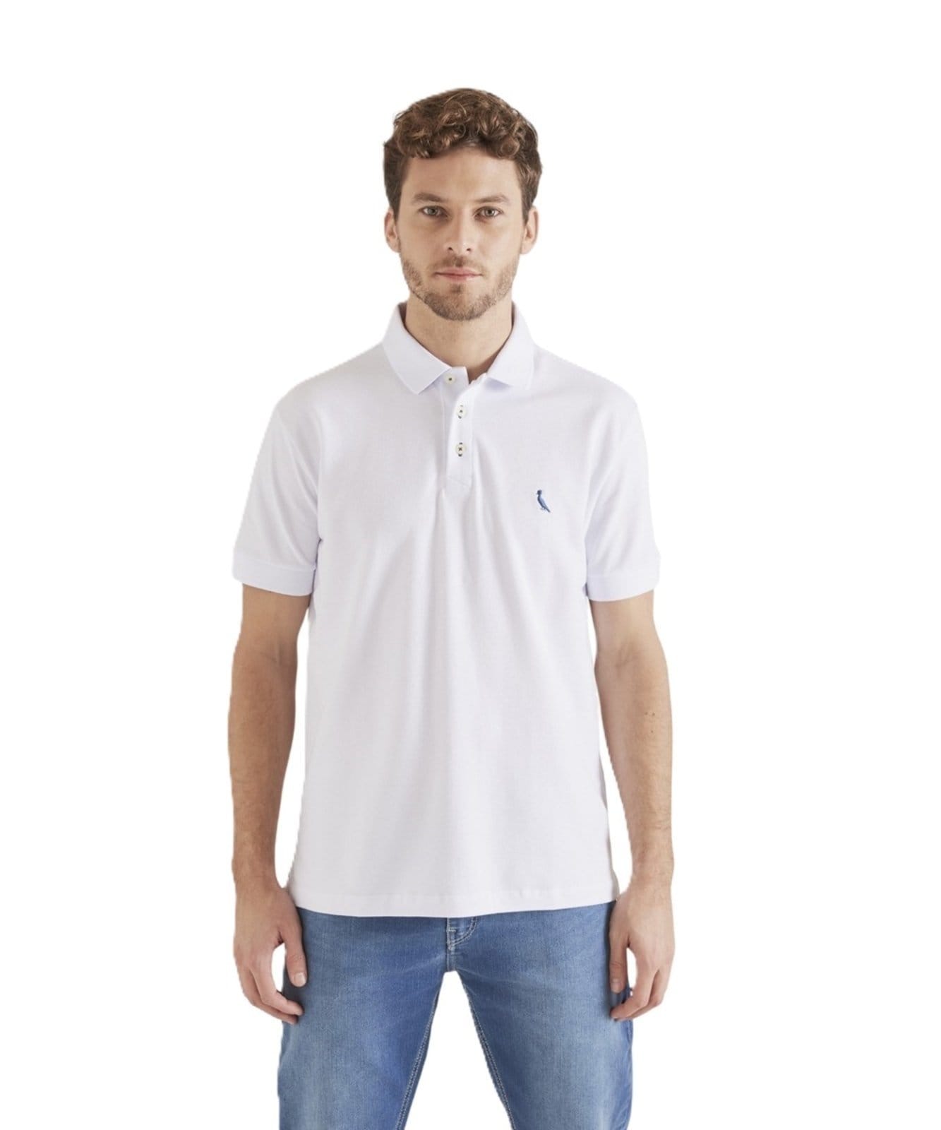 Vista 2 Polo Piquet Básica Reserva branco