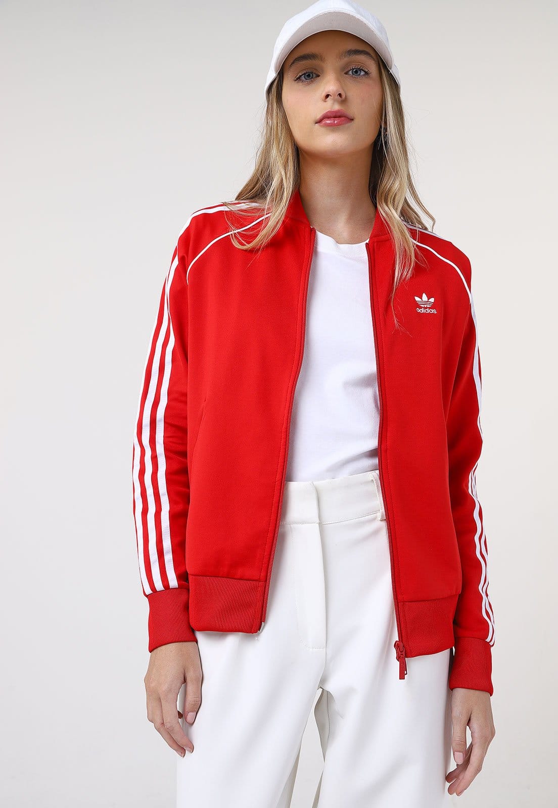 Vista 2 Jaqueta Bomber adidas Originals Adicolor Classics SST Vermelha adidas Originals vermelho