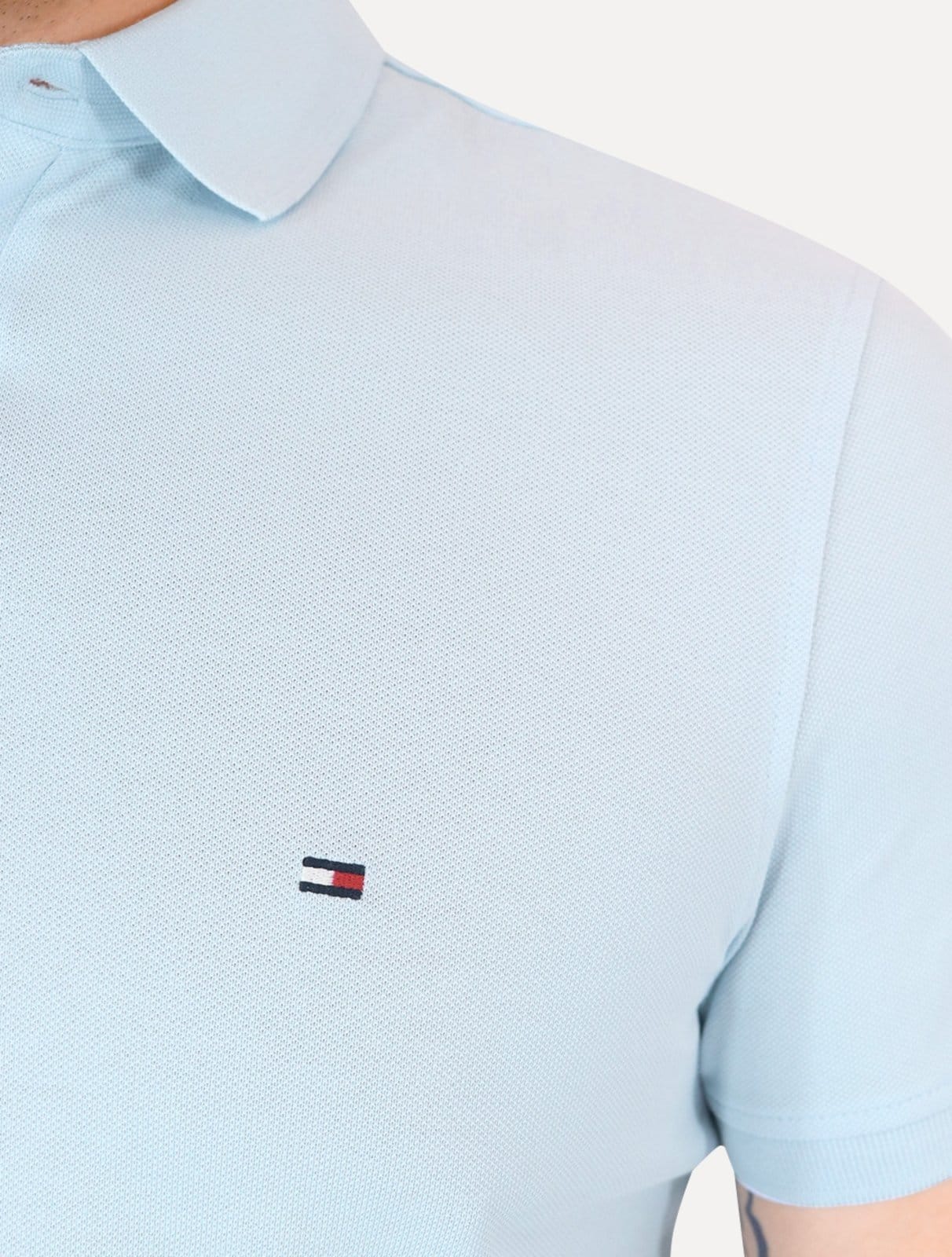 Vista 2 Polo Tommy Hilfiger Masculina Regular Piquet 1985 Céu Tommy Hilfiger azul