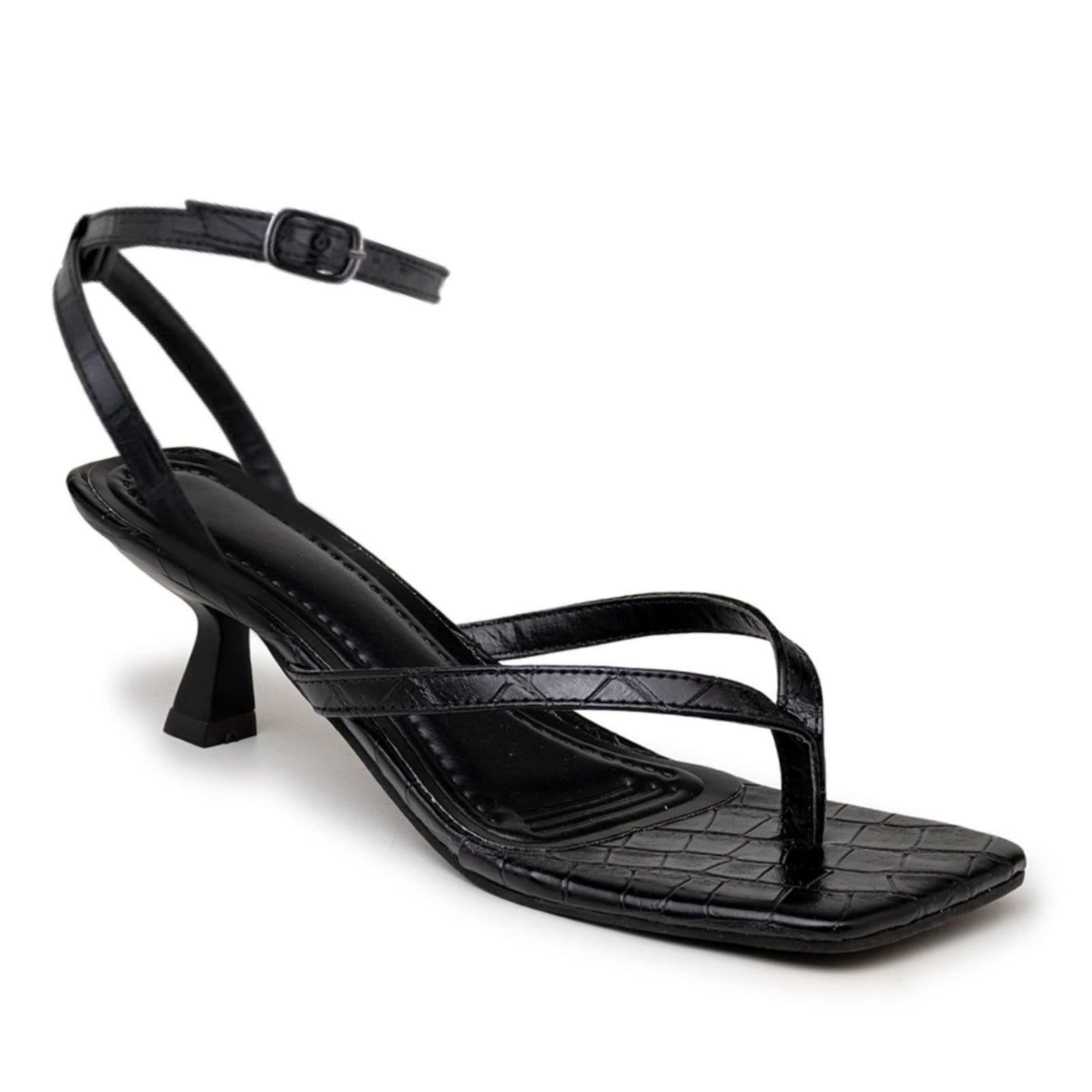 Sandáilia Feminina De Dedo Salto Baixo Fino 5412 Croco