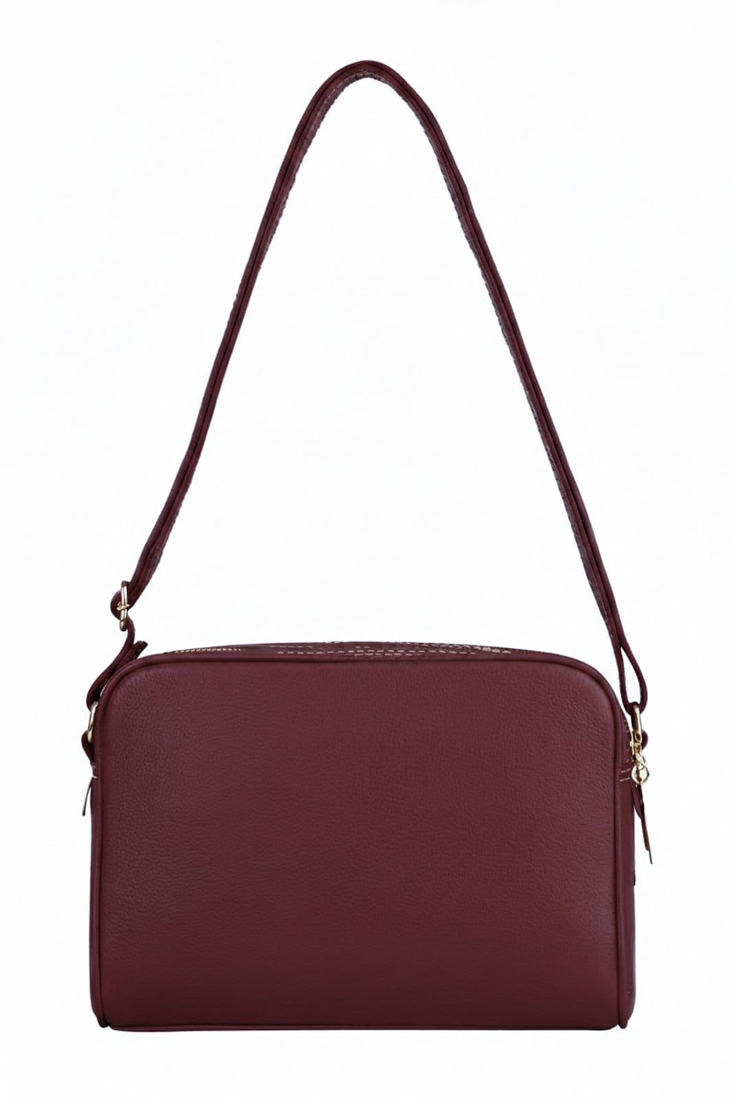 Bolsa quadrada de couro liso Daiana - Marsala