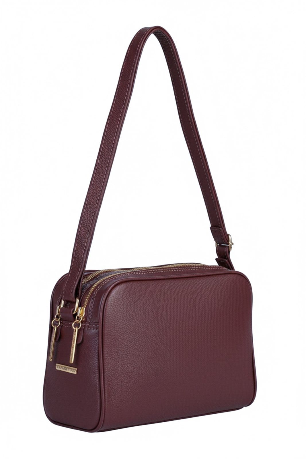 Vista 2 Bolsa quadrada de couro liso Daiana - Marsala Andrea Vinci vermelho