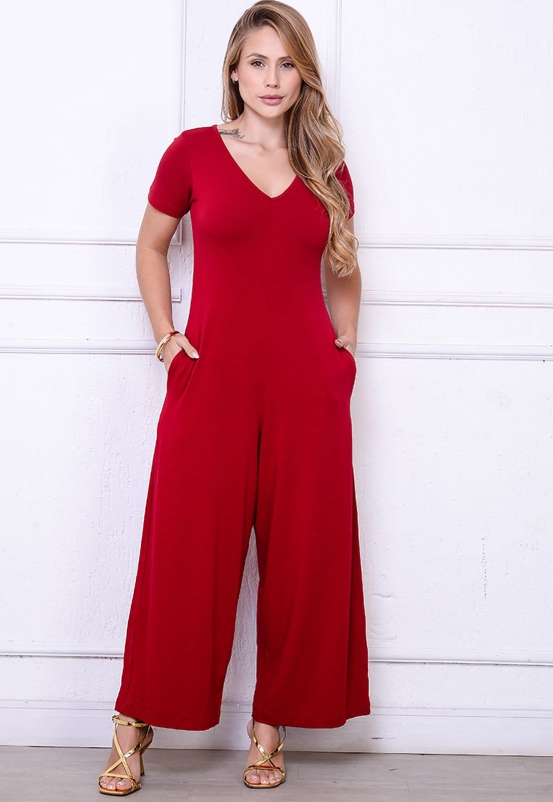 Macacão Pantalona M/C Bolsos BBonnie Esther