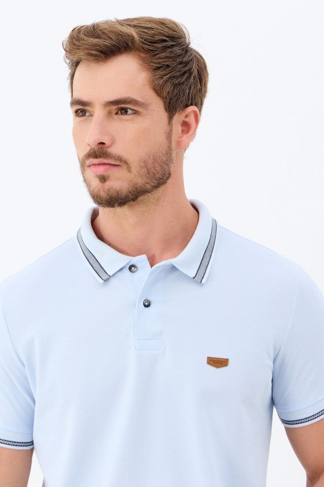 Vista 2 Polo Gola Trabalhada Masculina Acostamento ACOSTAMENTO MASCULINO azul