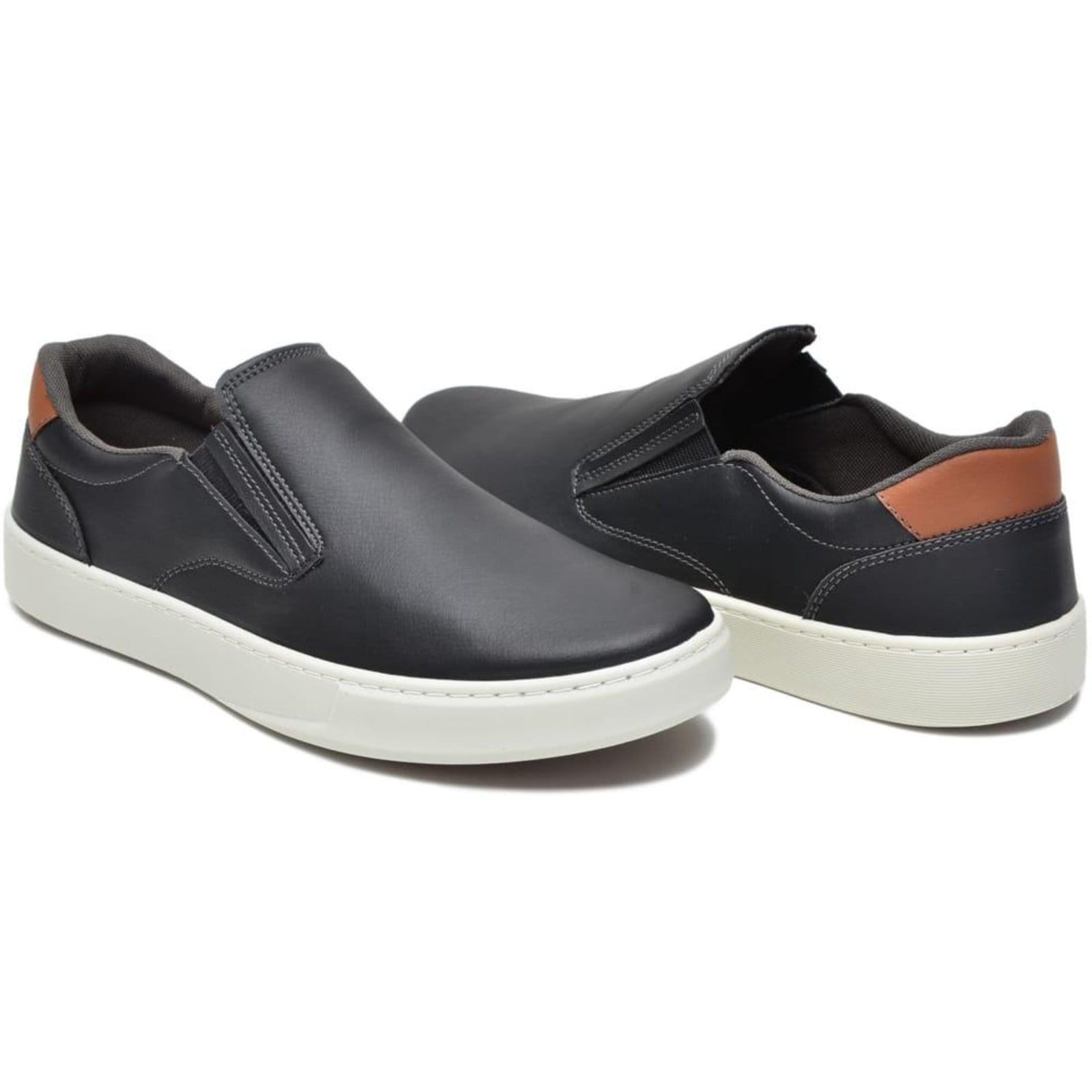 Vista 2 Tênis Casual Masculino Anna Andrade Sapatenis Slip On Kit Chinelo Slide Conforto Anna Andrade preto