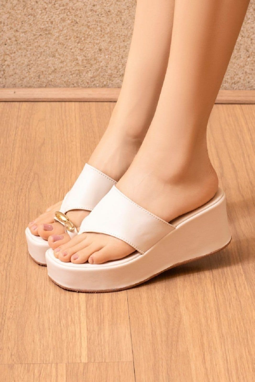 Vista 2 Tamanco Anabela Ref 2155 P Rofely Off Rofely off-white