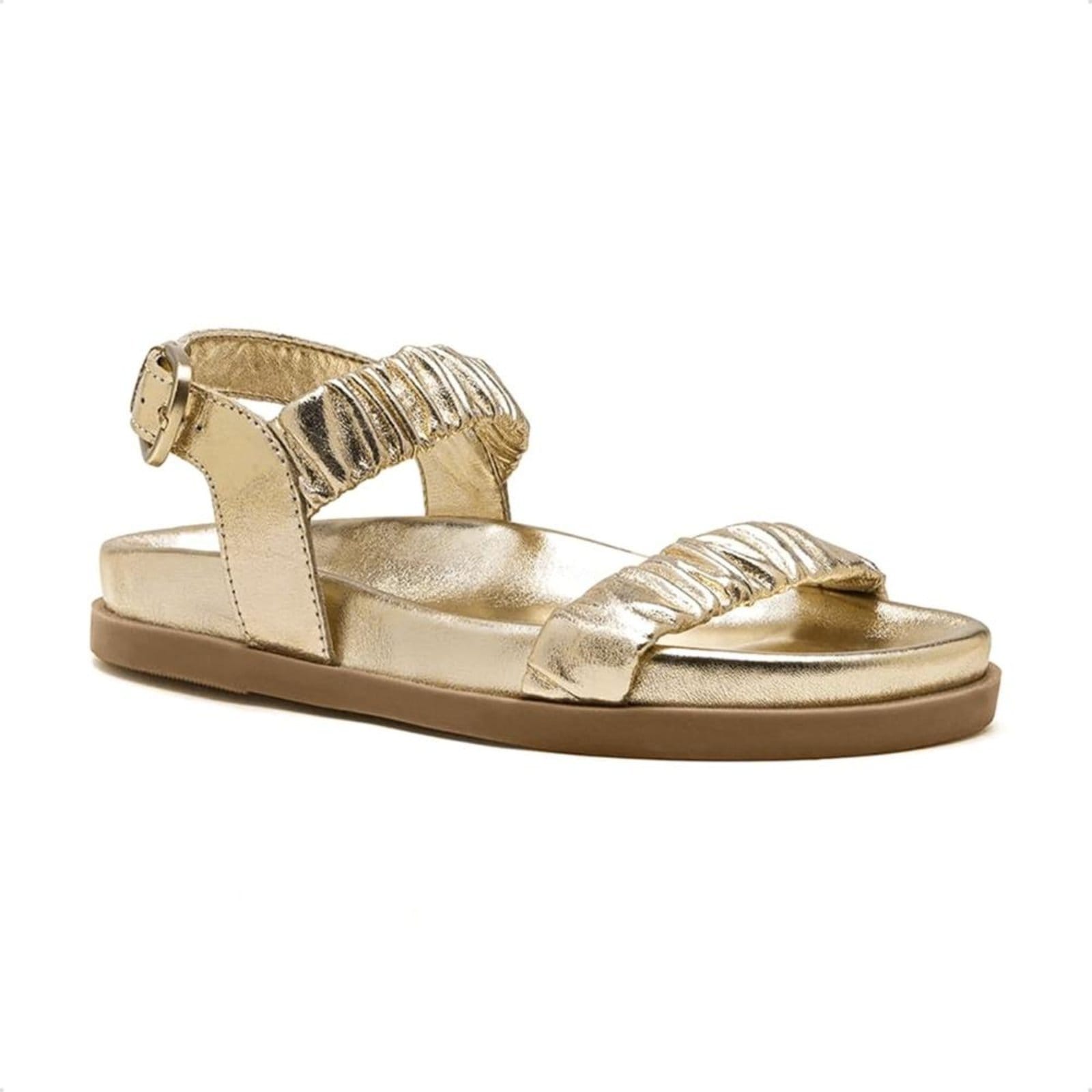 Vista 2 Sandália de Couro Democrata Papete Feminina Iris 633102 DEMOCRATA dourado