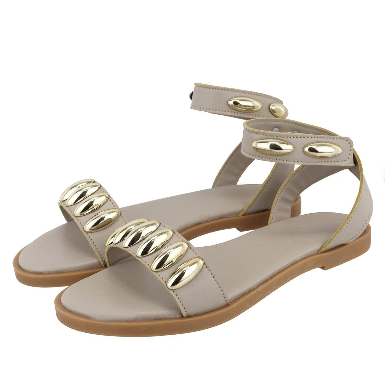 Vista 2 Rasteira Sandália Feminina Lançamento Nude TELLINI STORE dourado nude