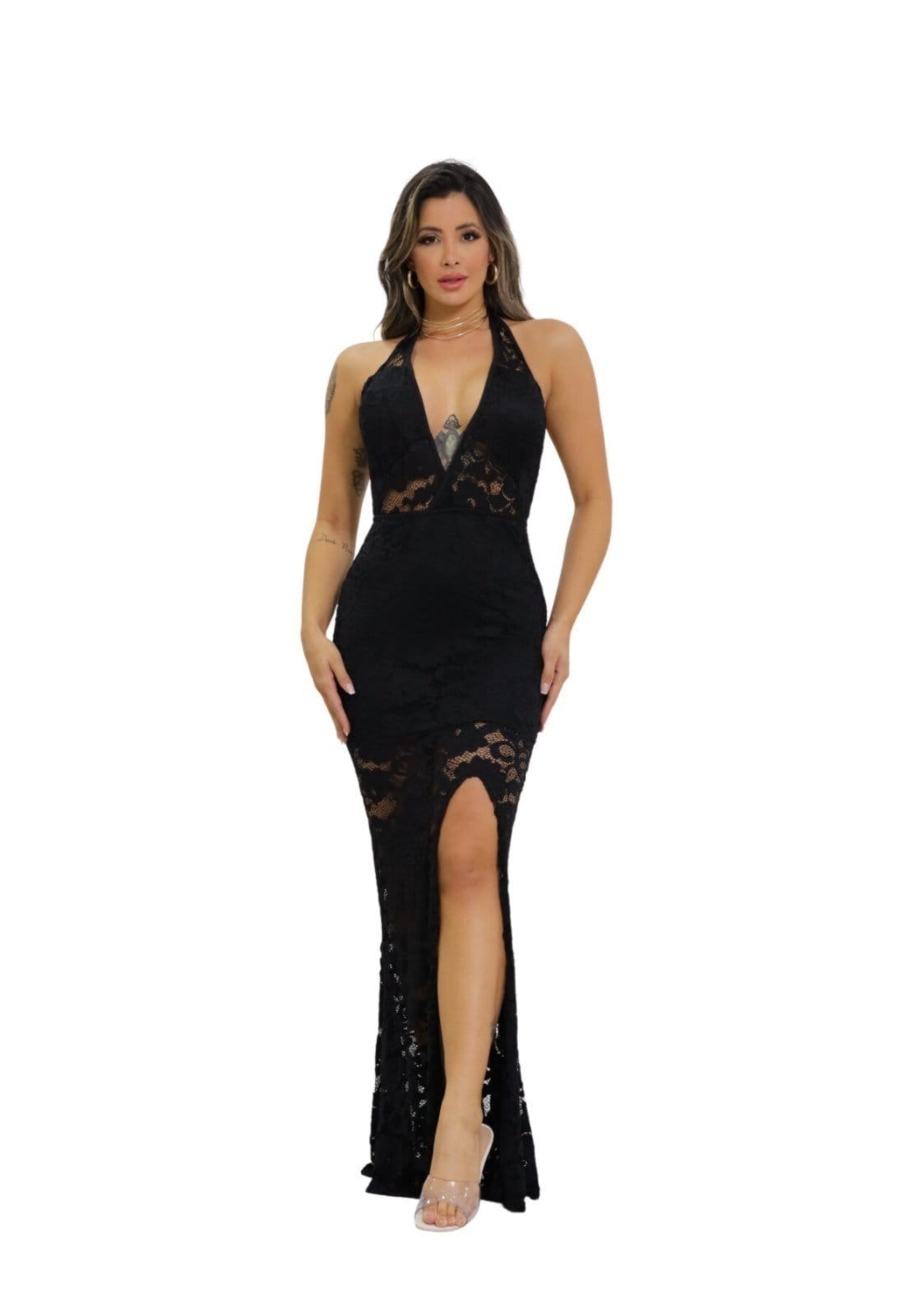 Vestido Longo Renda Costas Nuas Bojo Feminino Premium