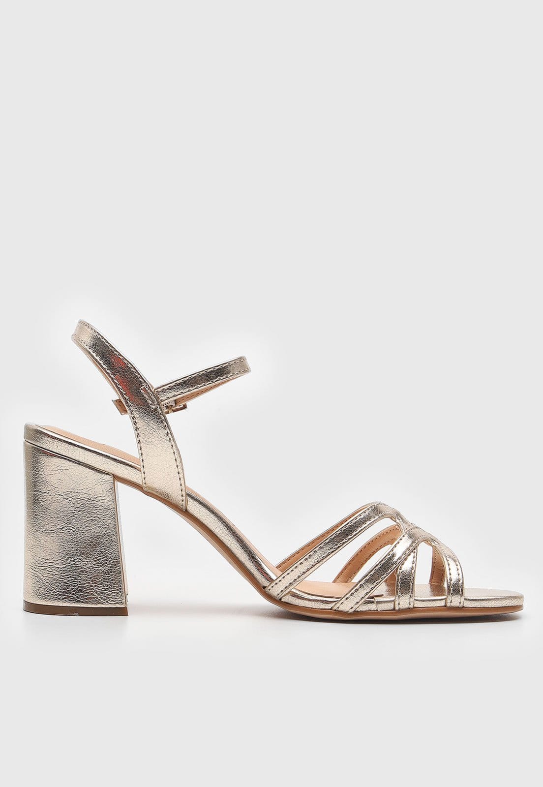 Vista 2 Sandália Couro Luiza Barcelos Tiras Dourada Luiza Barcelos dourado