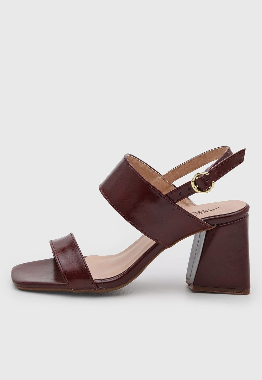 Sandália Salto Geométrico Feminina Atalia Shoes Madrid Marsala Tiras Retas Slingback Tendência 2026