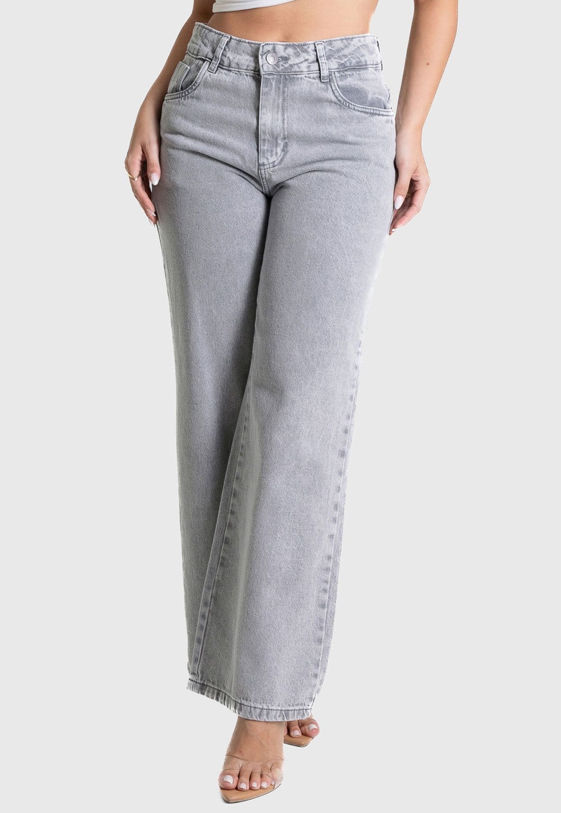 Calça Feminina Sawary Wide Leg Cintura Alta