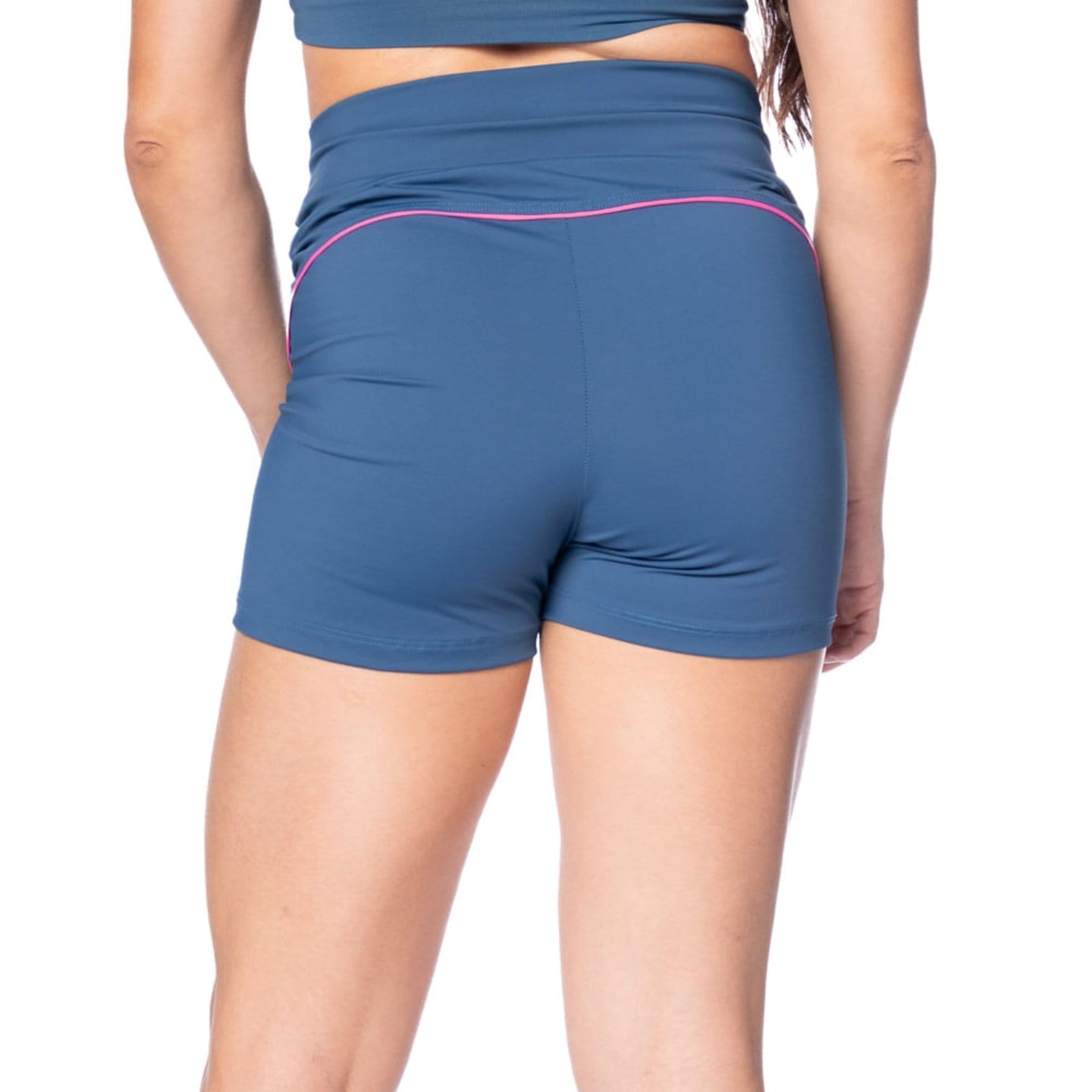 Vista 2 Short Feminino Estilo do Corpo Powerfit Rosa Estilo Do Corpo azul
