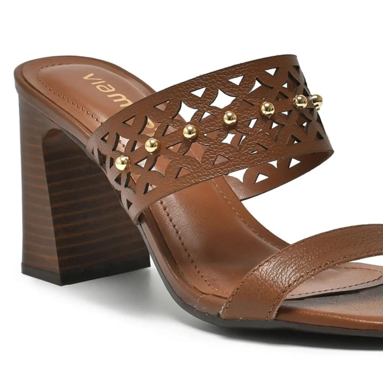 Vista 2 Tamanco Via Marte Salto Grosso Feminino VIA MARTE marrom