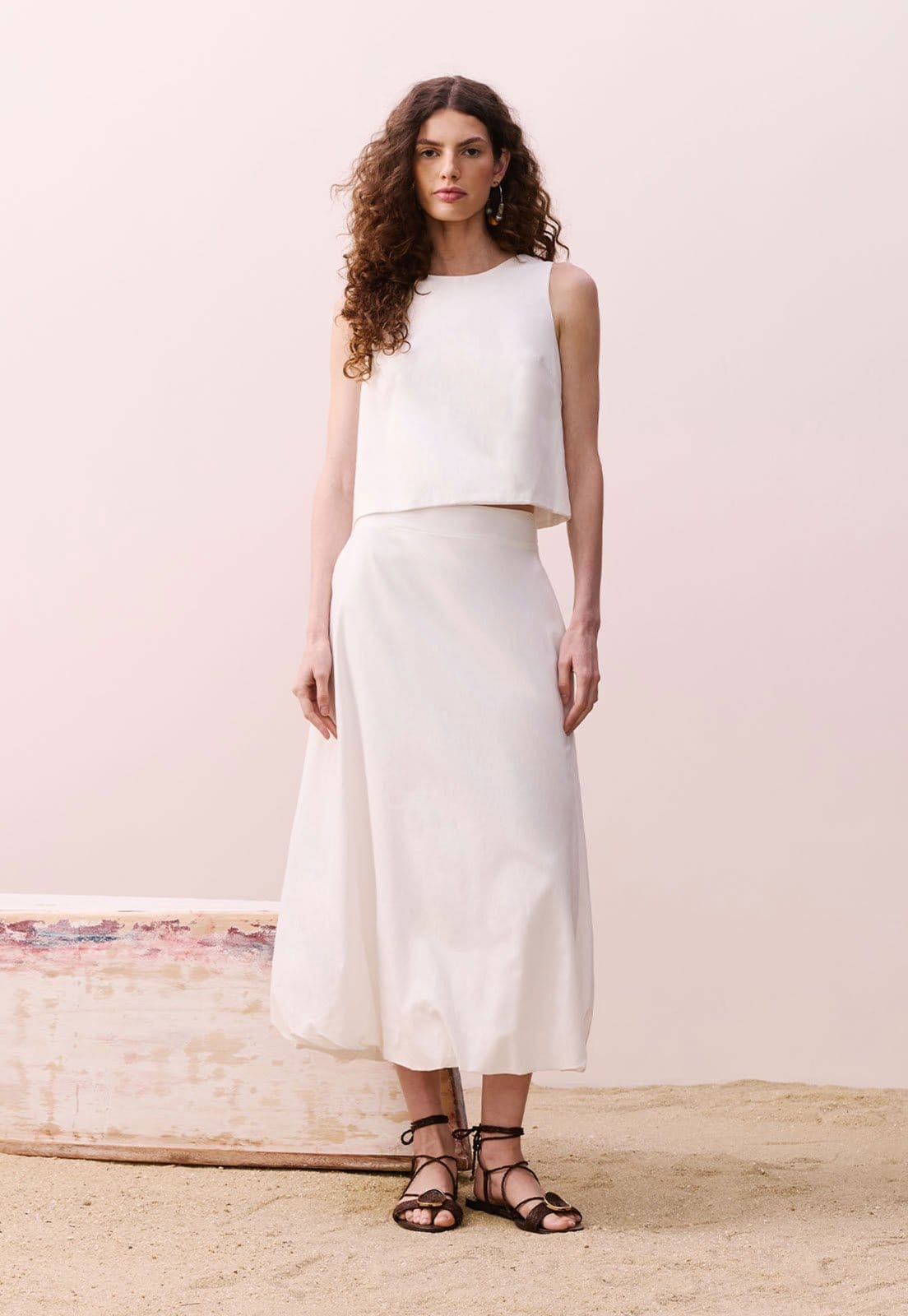 Saia CaCay Midi Balonê Tricoline Off-White