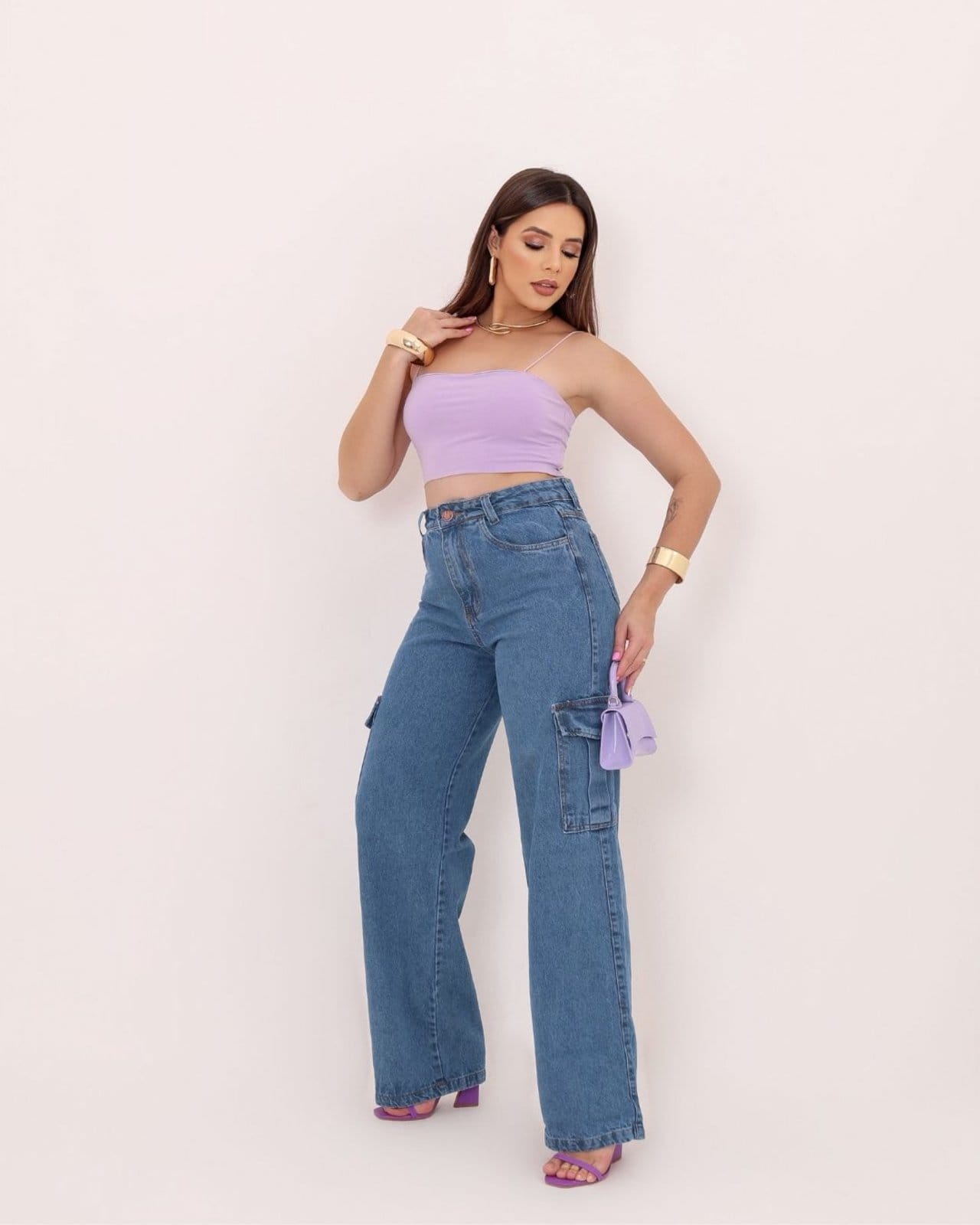 Calça Wide Leg Cargo Feminina CCW CENTRAL Confortavel e Pratica