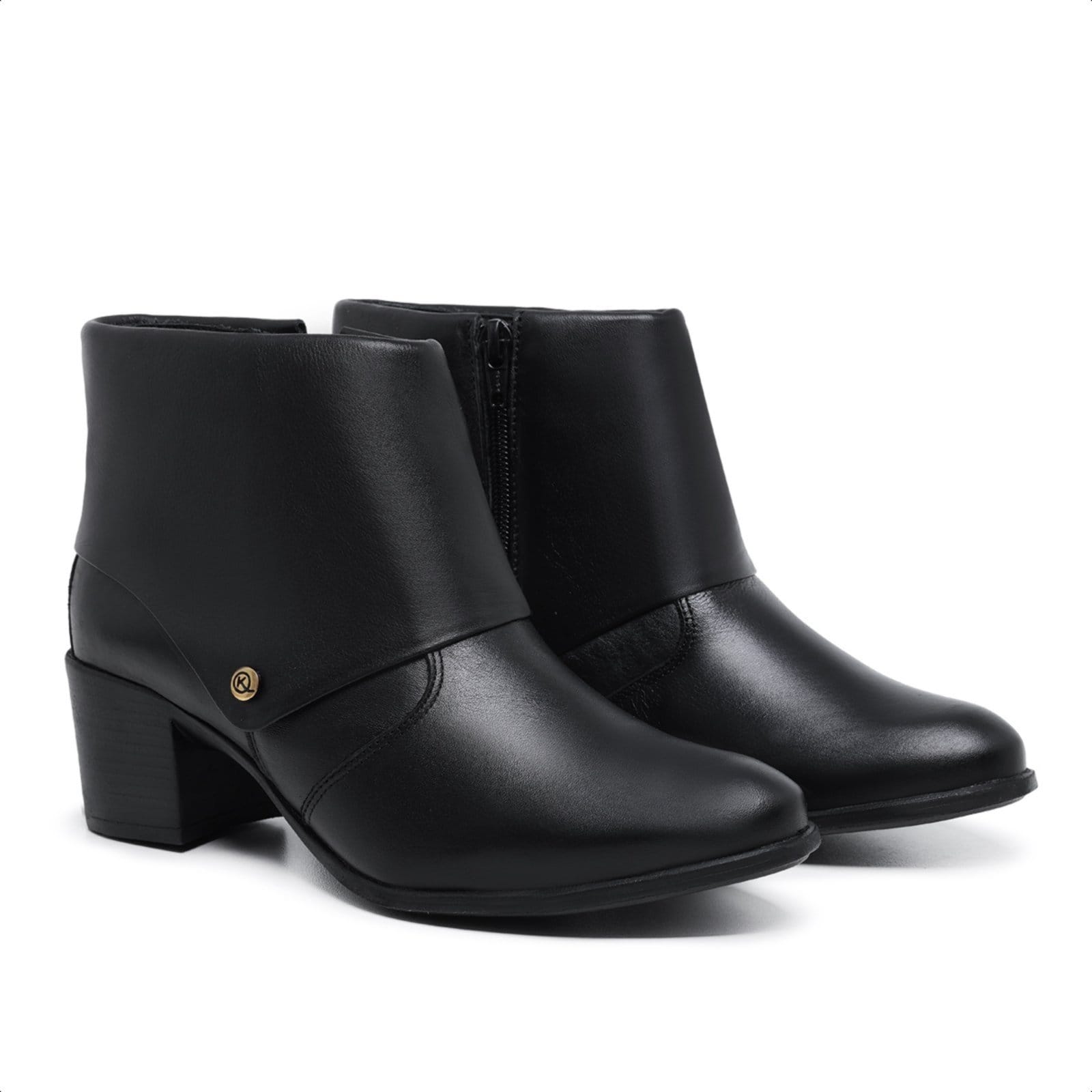 Bota Feminina Couro Cano Baixo Mod.0107 Preto