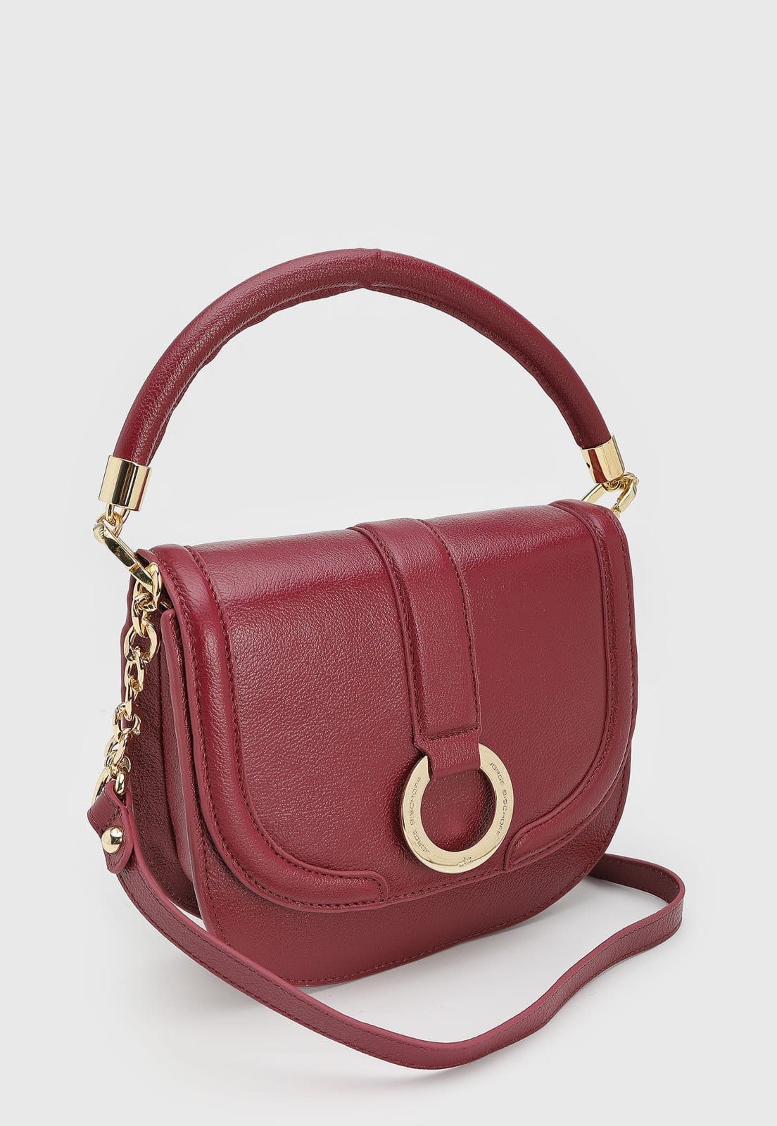 Vista 2 Bolsa Feminina Jorge Bischoff Estruturada Alça de Mão Vermelha Jorge Bischoff vermelho