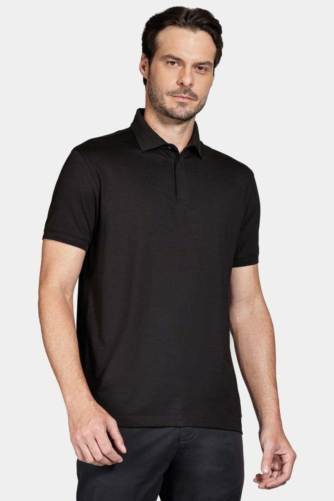 Polo Aramis Manga Curta de Algodão Pima Gaseado