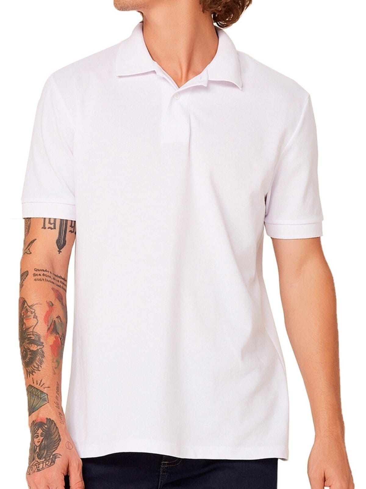 Vista 2 Kit com 2 Camisetas Polo Masculina Hering N3a7 Hering branco