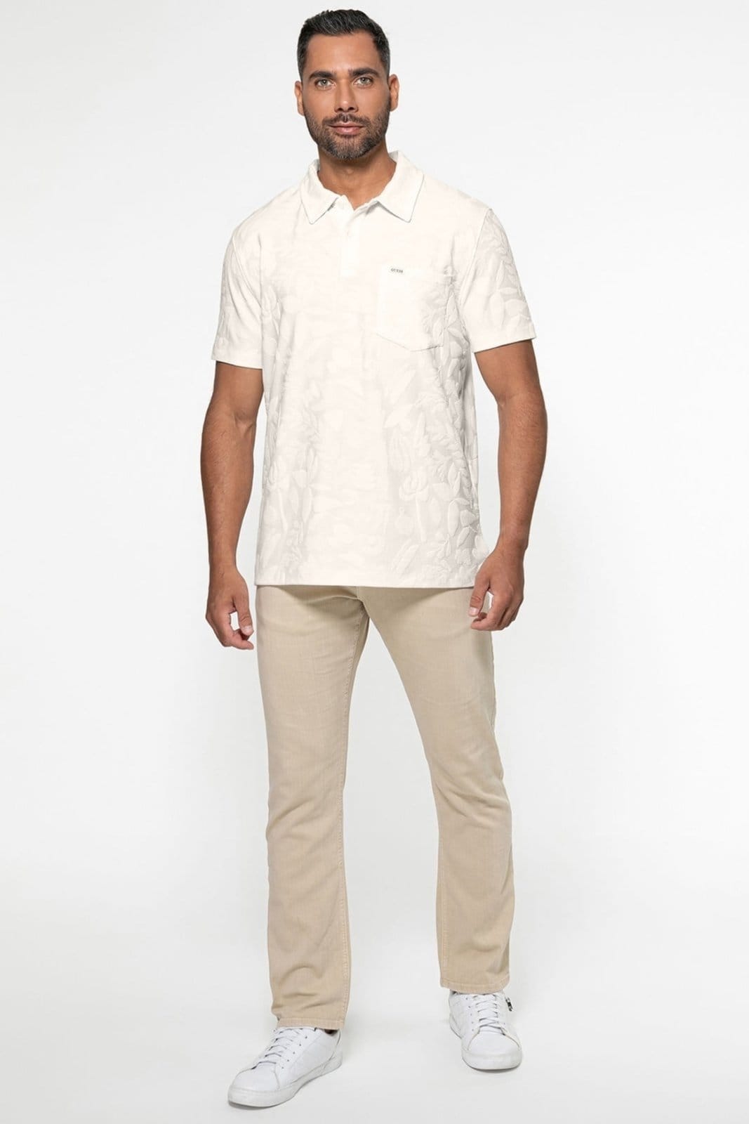 Vista 2 Camisa Polo Guess Floral Off White Guess off-white white