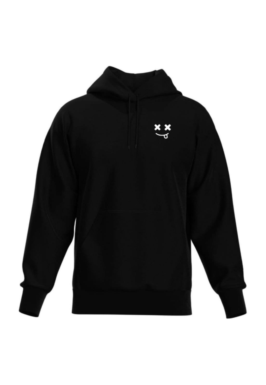 Vista 2 Conjunto Moletom Blusa De Frio E Calça Moletom Estampa Emoji Relaxado branco/preto