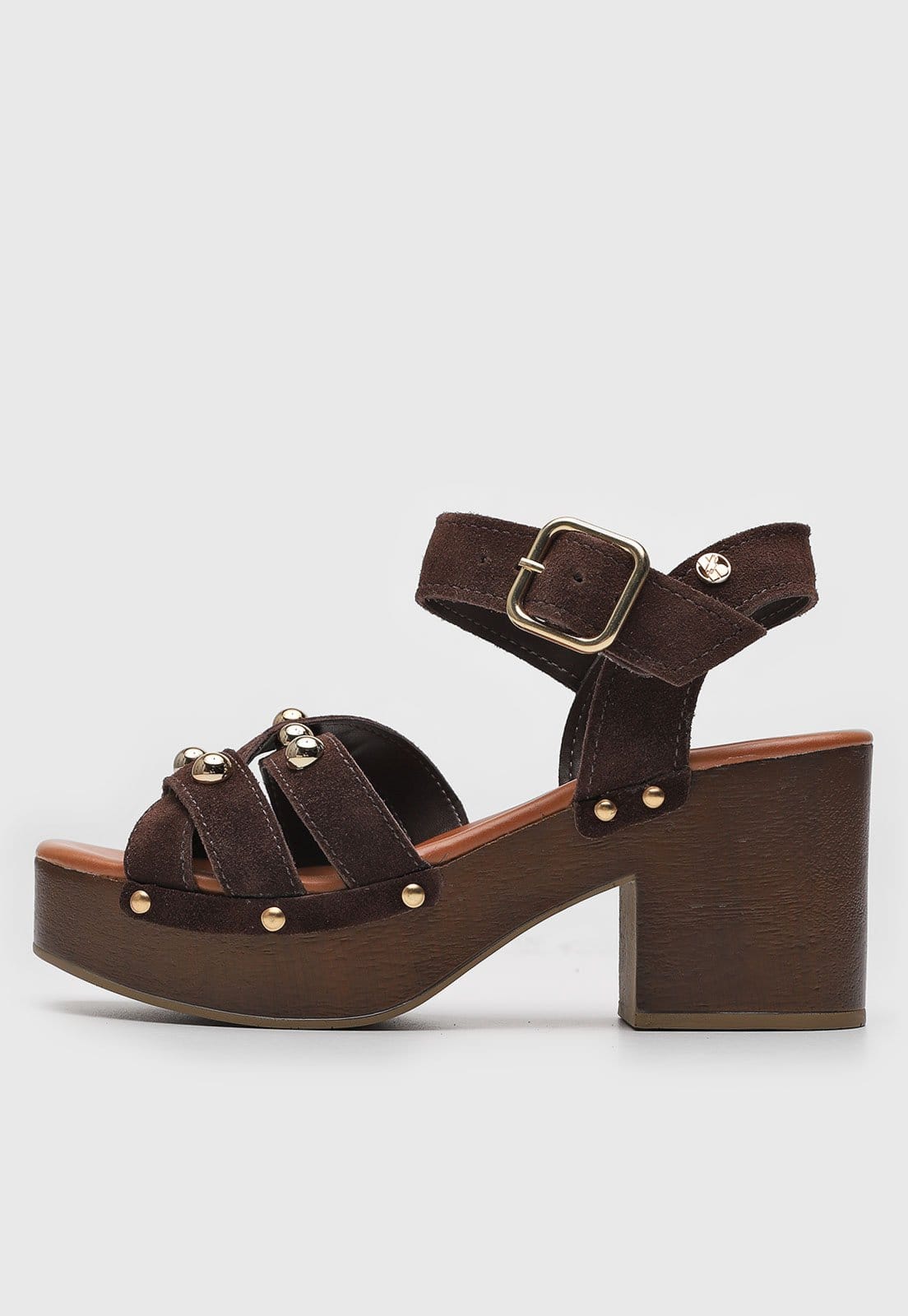 Sandália Feminina Bottero Salto Bloco Tiras Camurça