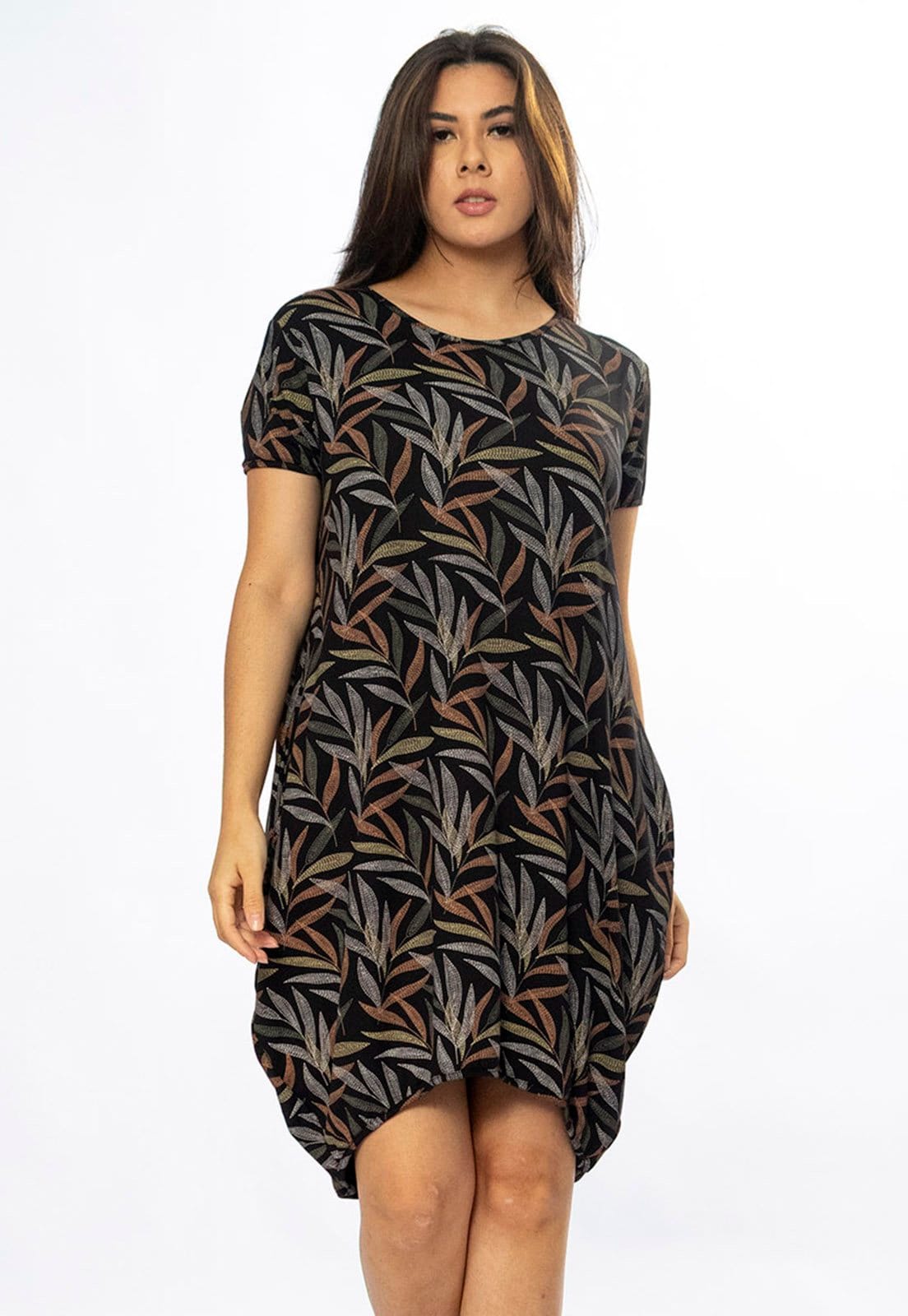 Vista 2 Vestido Curto Cabanafree Malha Amplo Always Estampa Folhagem Cabanafree estampado/off-white